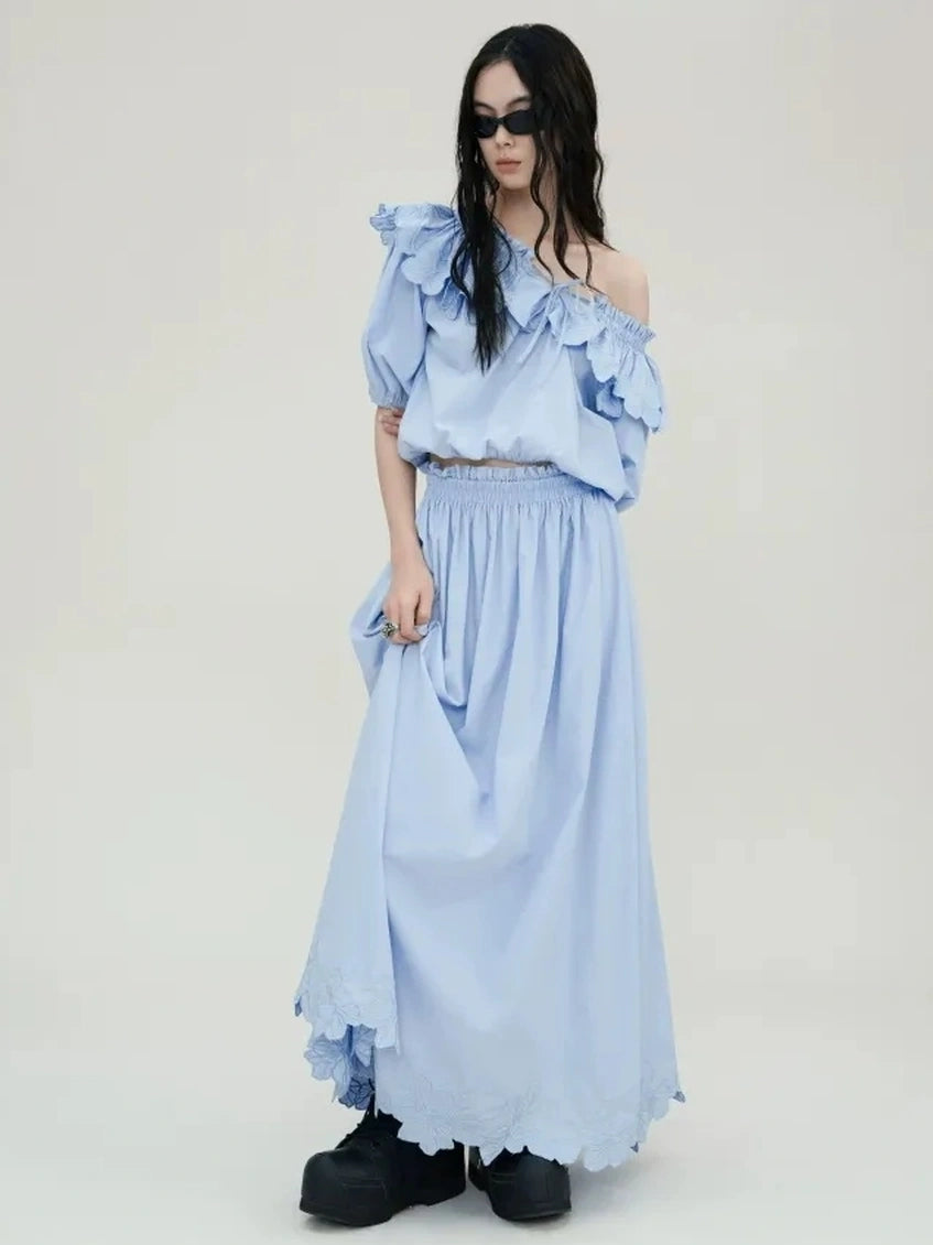 AnnoMundi Wrinkle Resistant Draped Hollow Out Drop Cut Top T-shirt