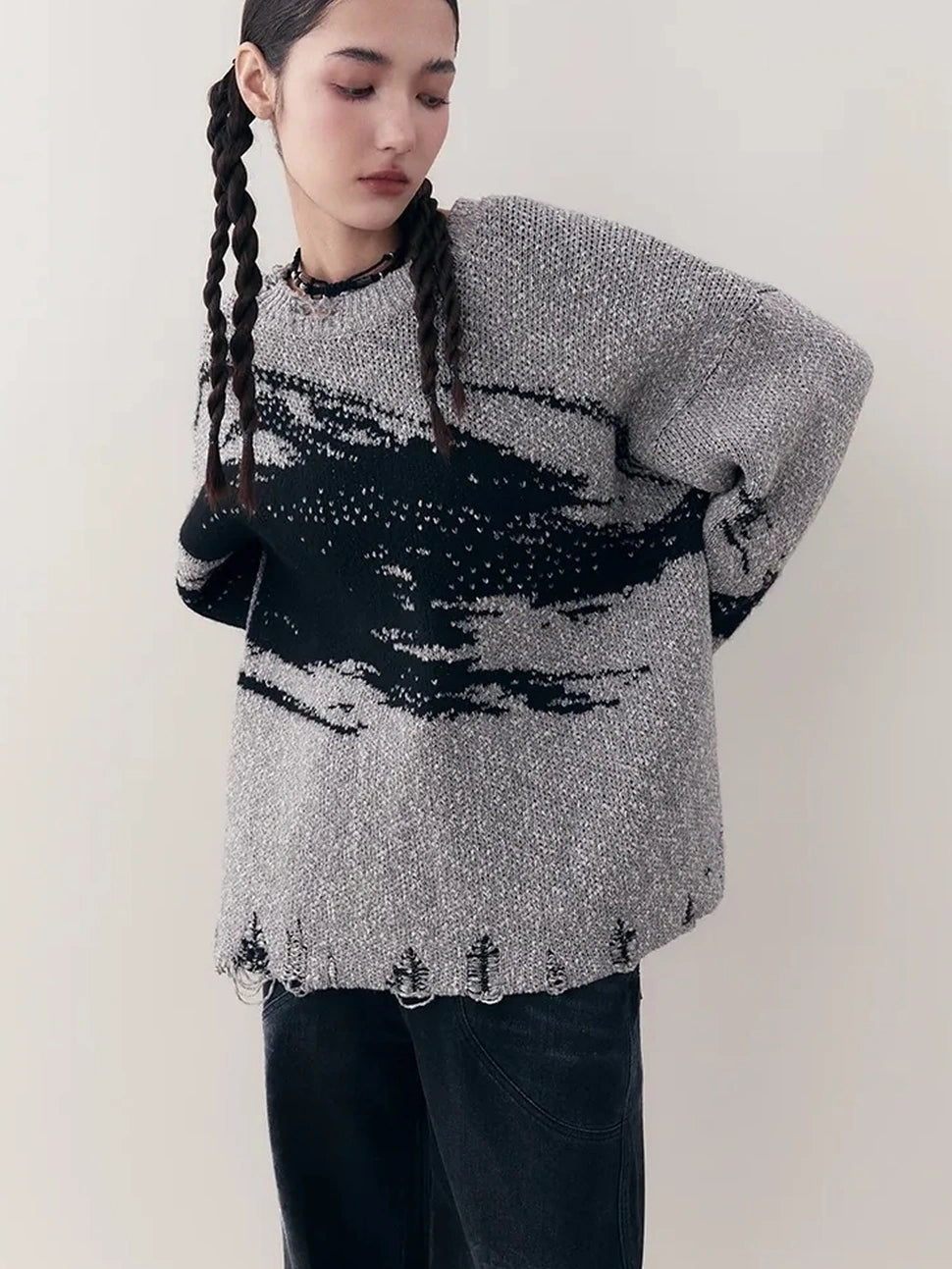 AnnoMundi Wrinkle Resistant Draped Hollow Out Drop Cut Top T-shirt