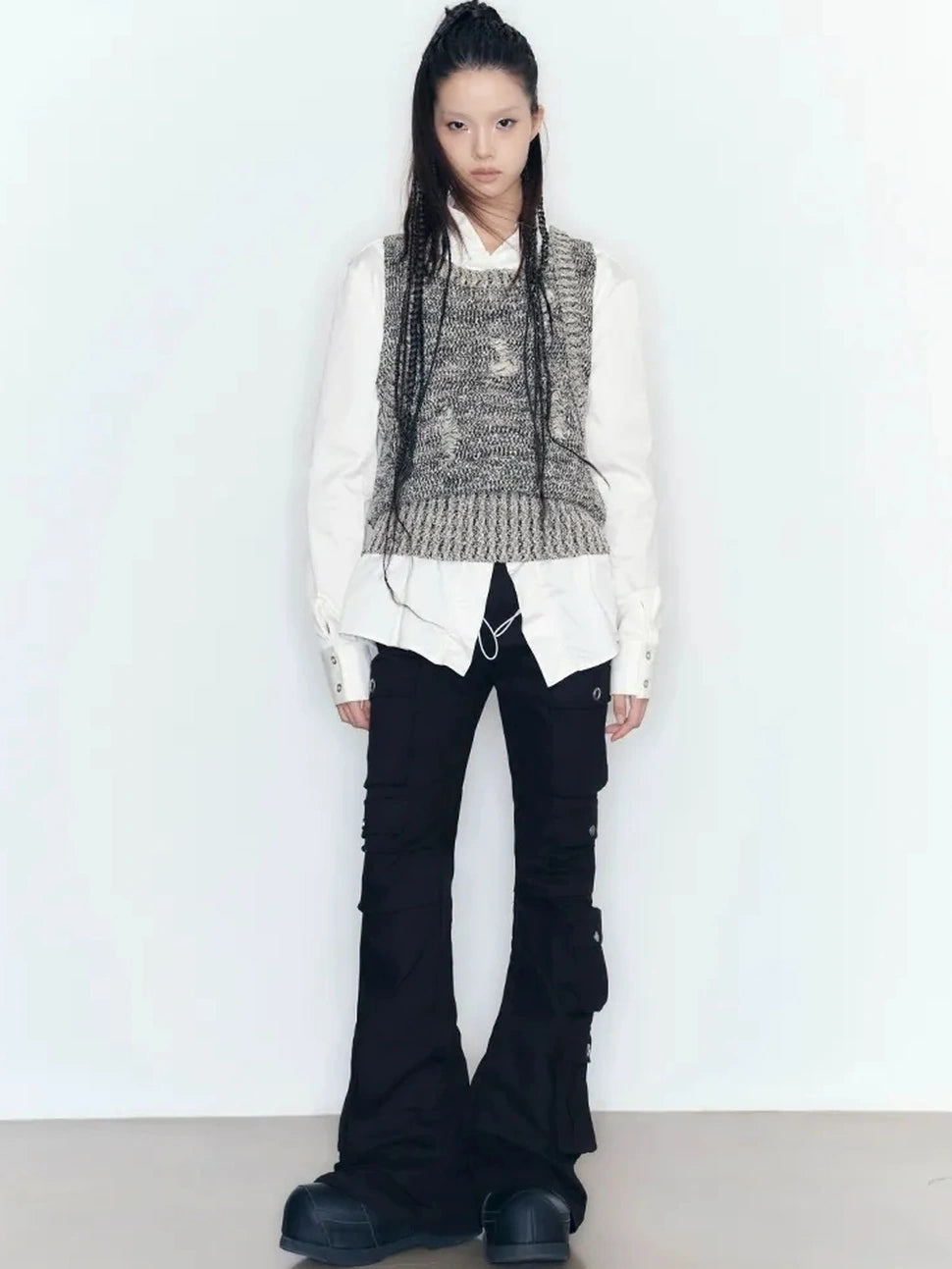 AnnoMundi Wrinkle Resistant Draped Hollow Out Drop Cut Top T-shirt