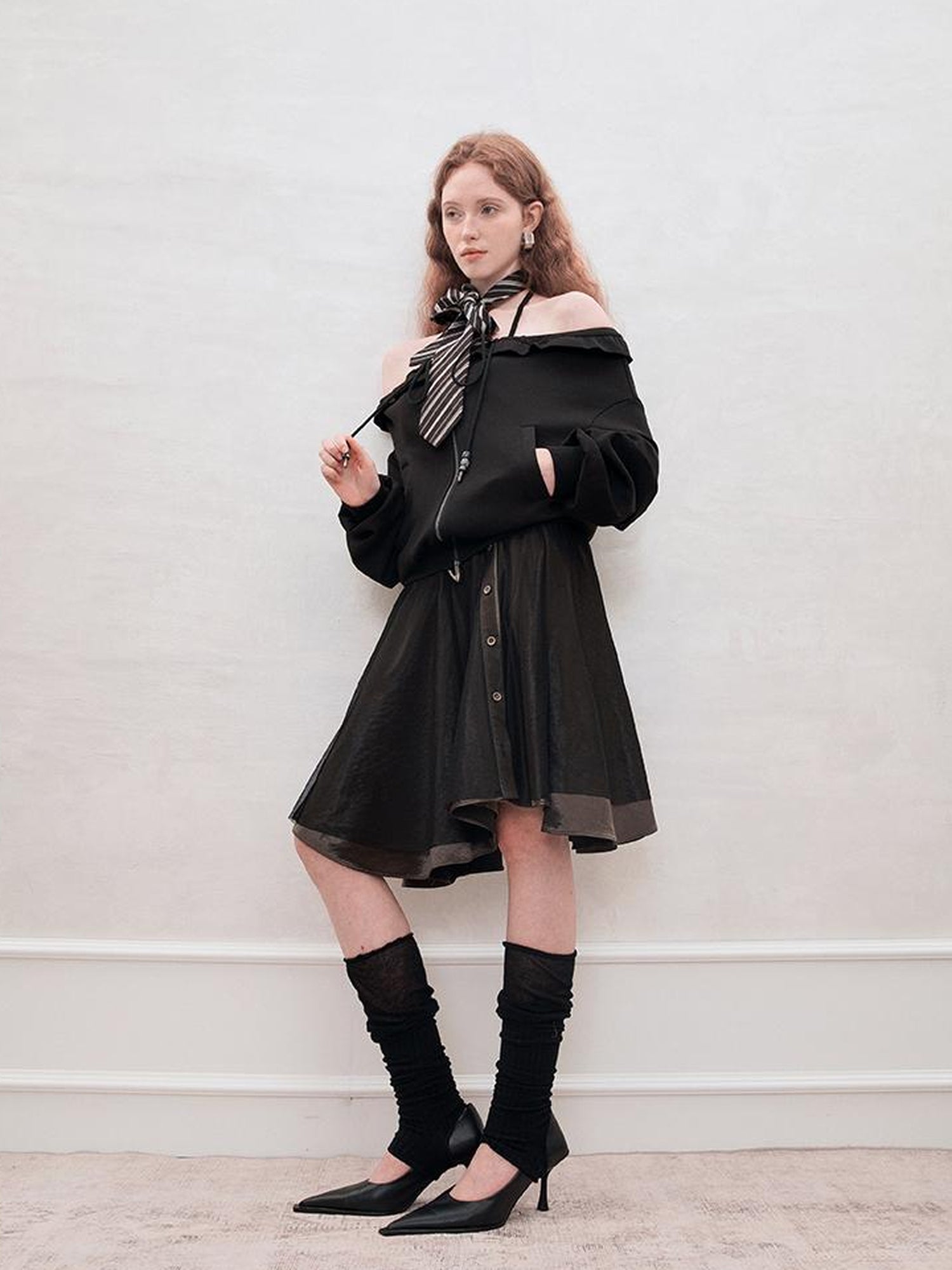 AnnoMundi Zip Front Knit Sweatshirt with Beaded Drawstring