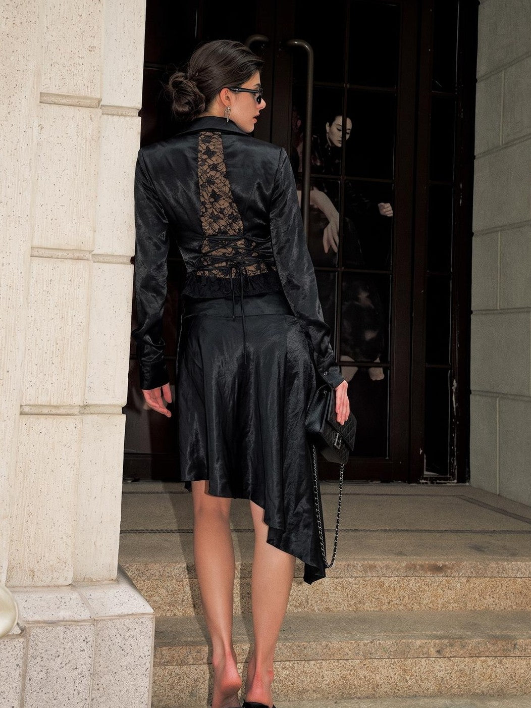 Anti Being General Black Sexy Long Sleeve Shirt And Skirt Women&
