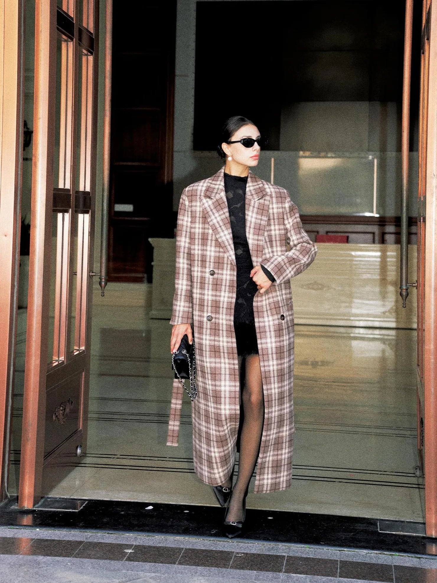 Anti Being General Checked Wool Trench Coat Jacket