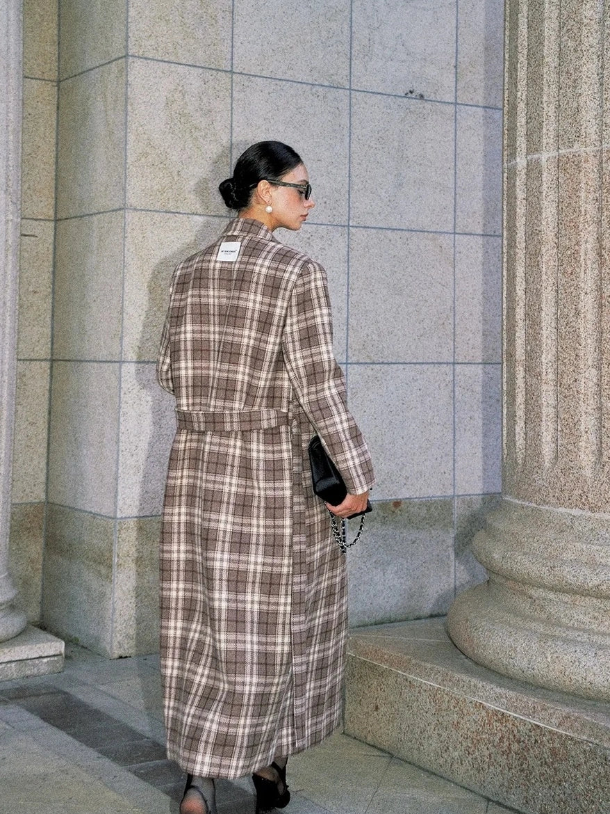 Anti Being General Checked Wool Trench Coat Jacket