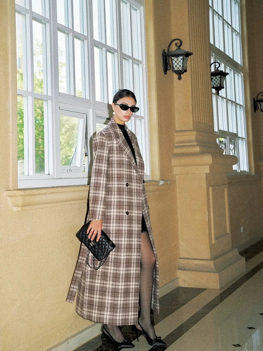 Anti Being General Checked Wool Trench Coat Jacket