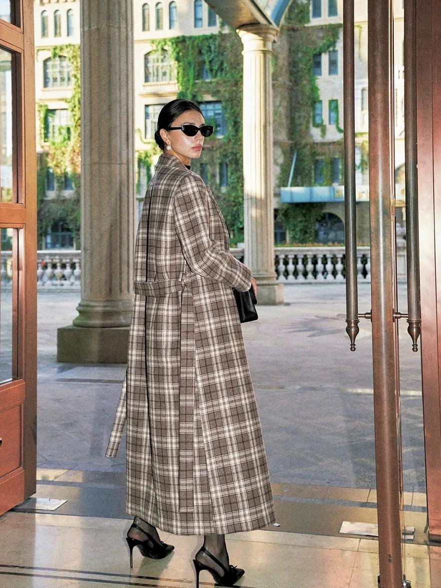 Anti Being General Checked Wool Trench Coat Jacket