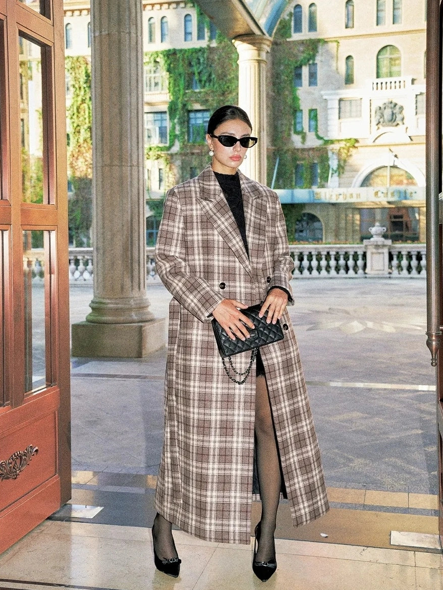 Anti Being General Checked Wool Trench Coat Jacket