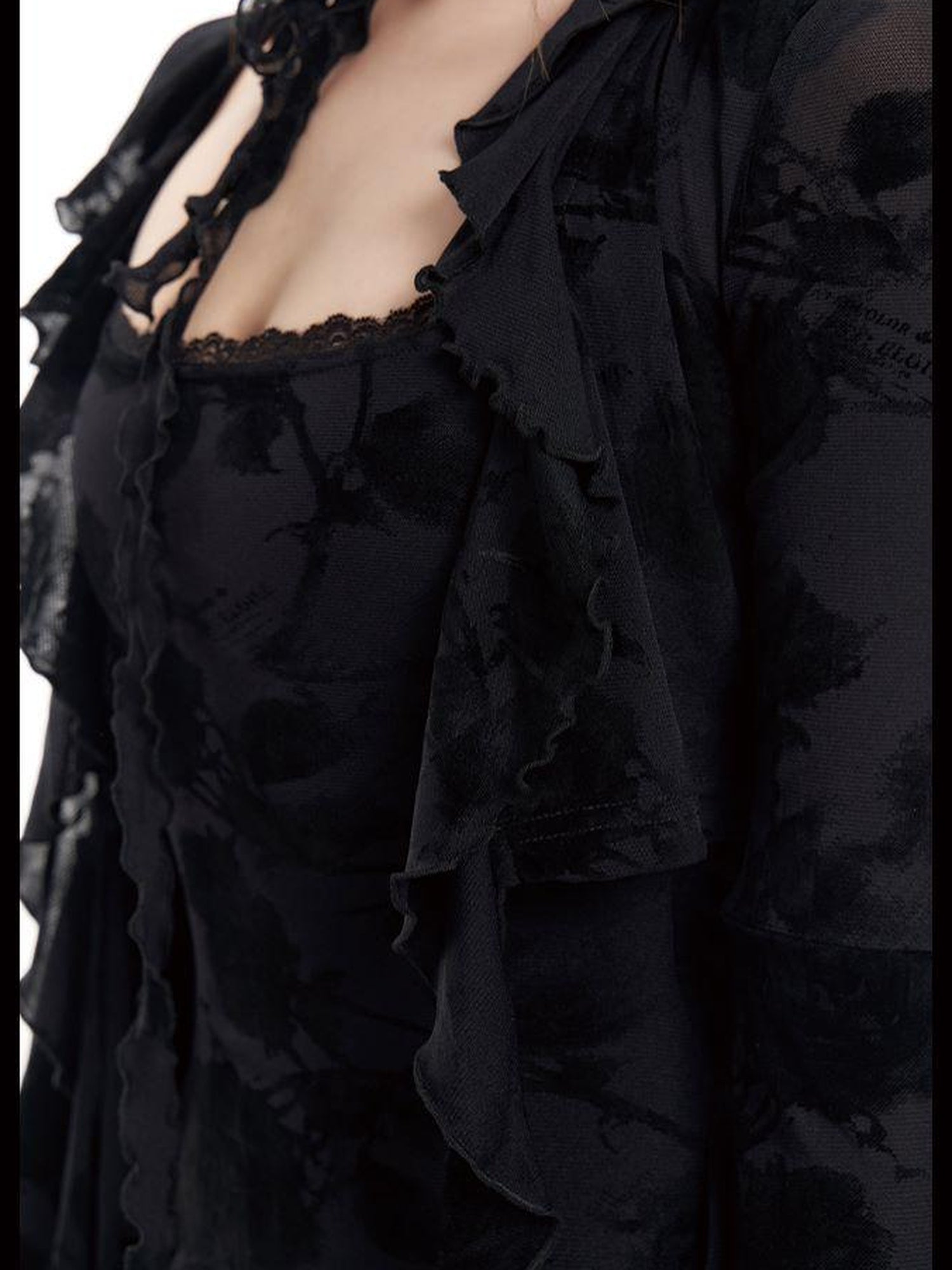 Update Anti Being General Dark Rose Black Spaghetti Strap Crop Top