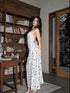 Update Anti Being General Drawstring Butterfly Print Lace Trim Slip Maxi Dress