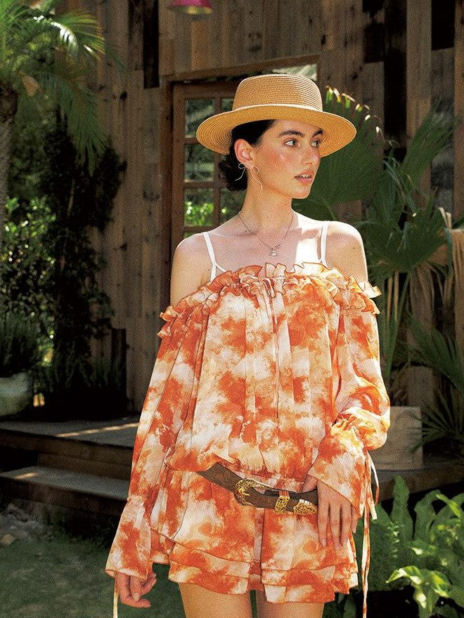 Anti Being General Orange Puff Sleeve Loose Women&