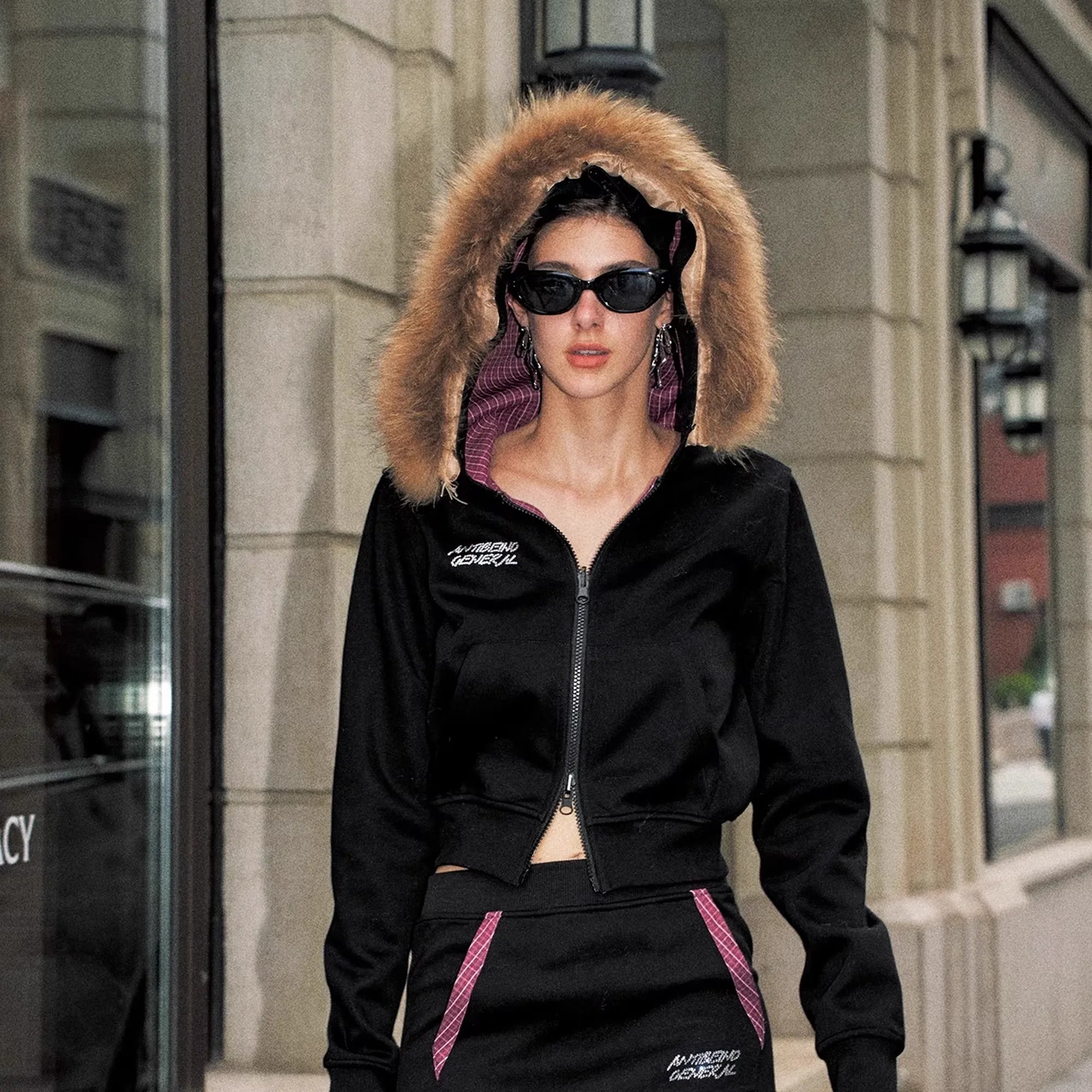 Anti_Being_General_Retro_Plaid_Hooded_Reversible_Coat_And_Skirt_Set_MISSTT