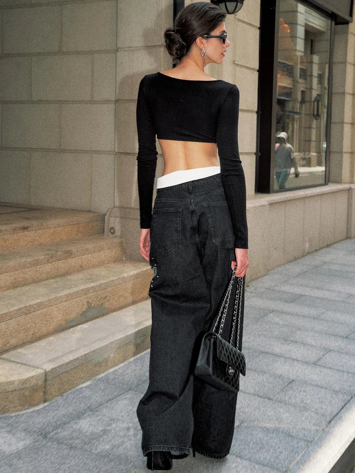 Anti Being General Retro Vintage Ripped Rhinestone Baggy Jeans Jeans