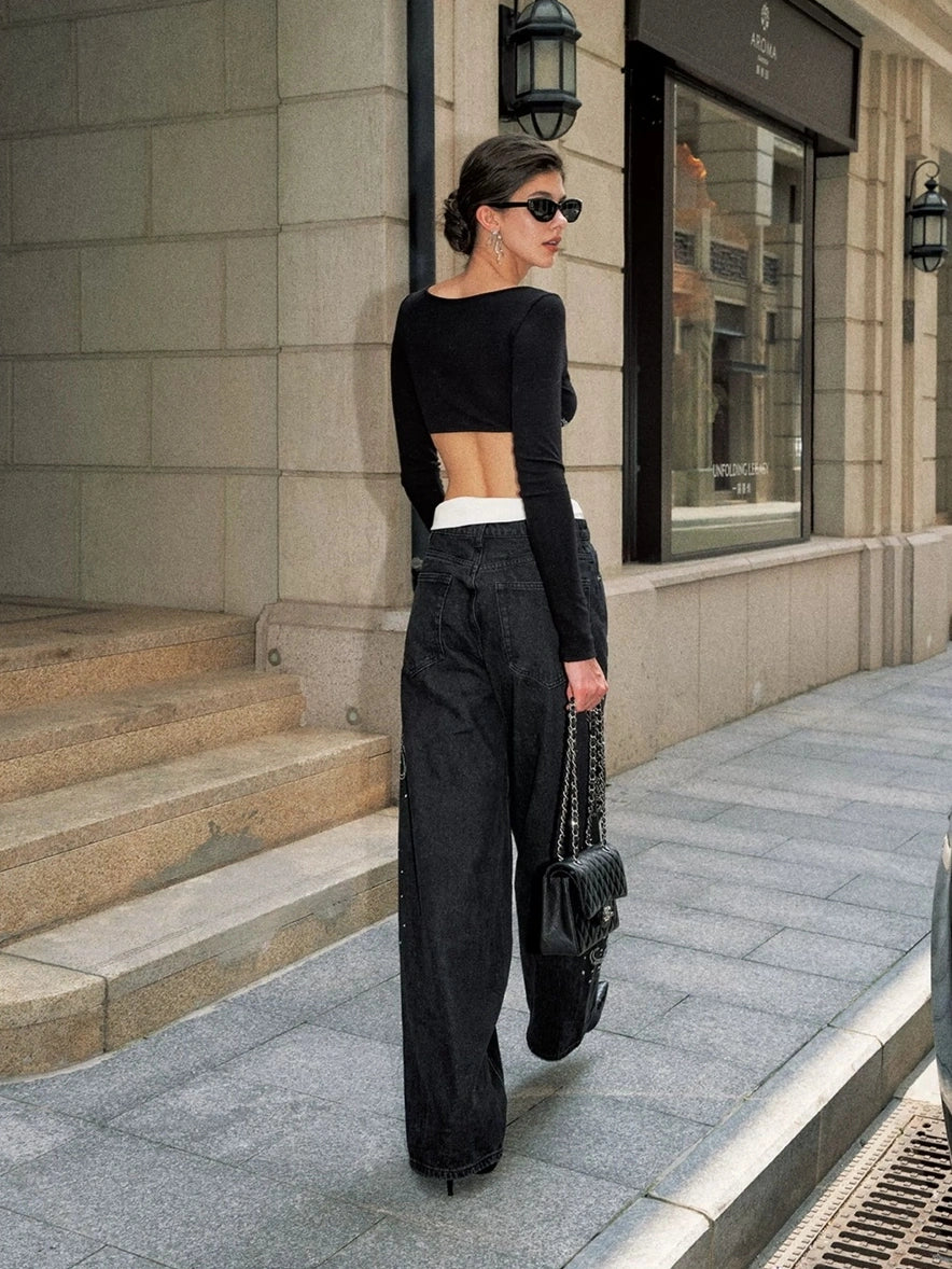 Anti Being General Retro Vintage Ripped Rhinestone Baggy Jeans Jeans