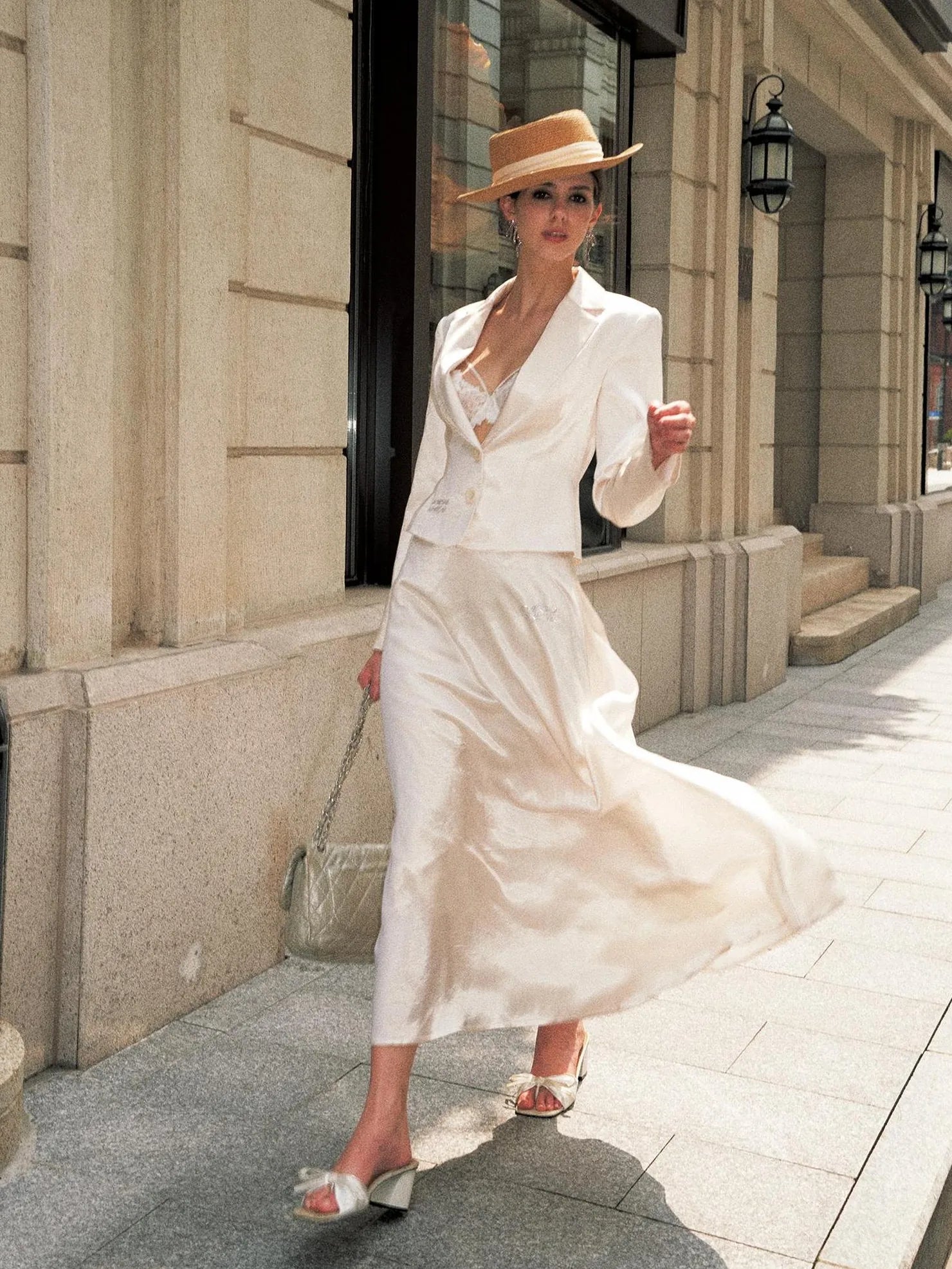 Anti Being General V-neck Waist Tailored Acetate Blazer Dress Set Suits