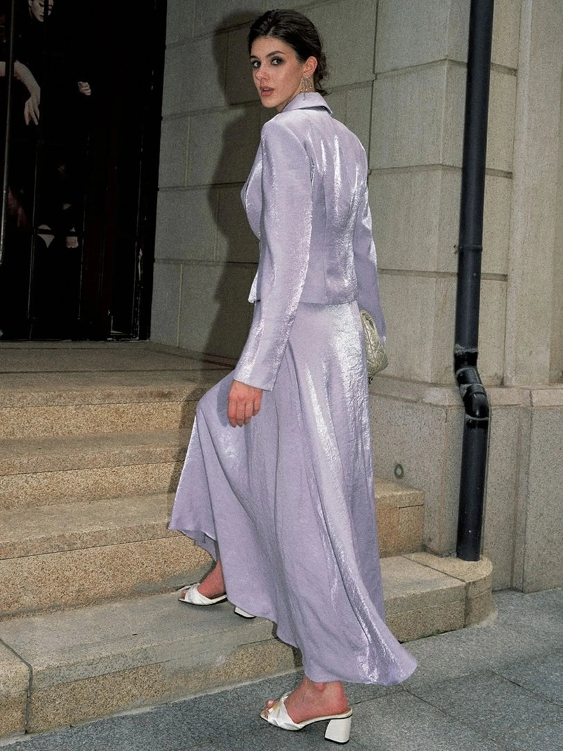 Anti Being General V-neck Waist Tailored Acetate Blazer Dress Set Suits