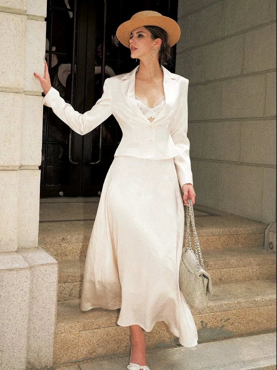 Anti Being General V-neck Waist Tailored Acetate Blazer Dress Set Suits