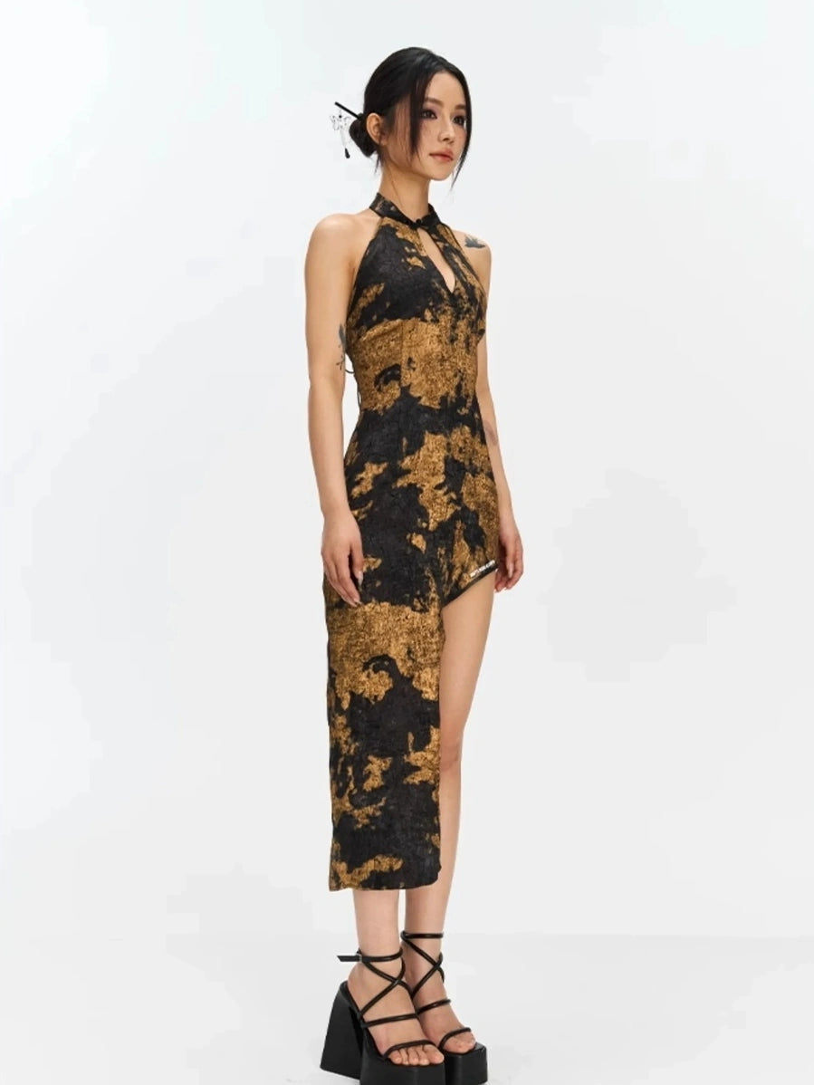 Anti Being General Vintage Oriental Siren Halter Dress V-neck T-shirt Long Sleeve Cheongsam/Qipao