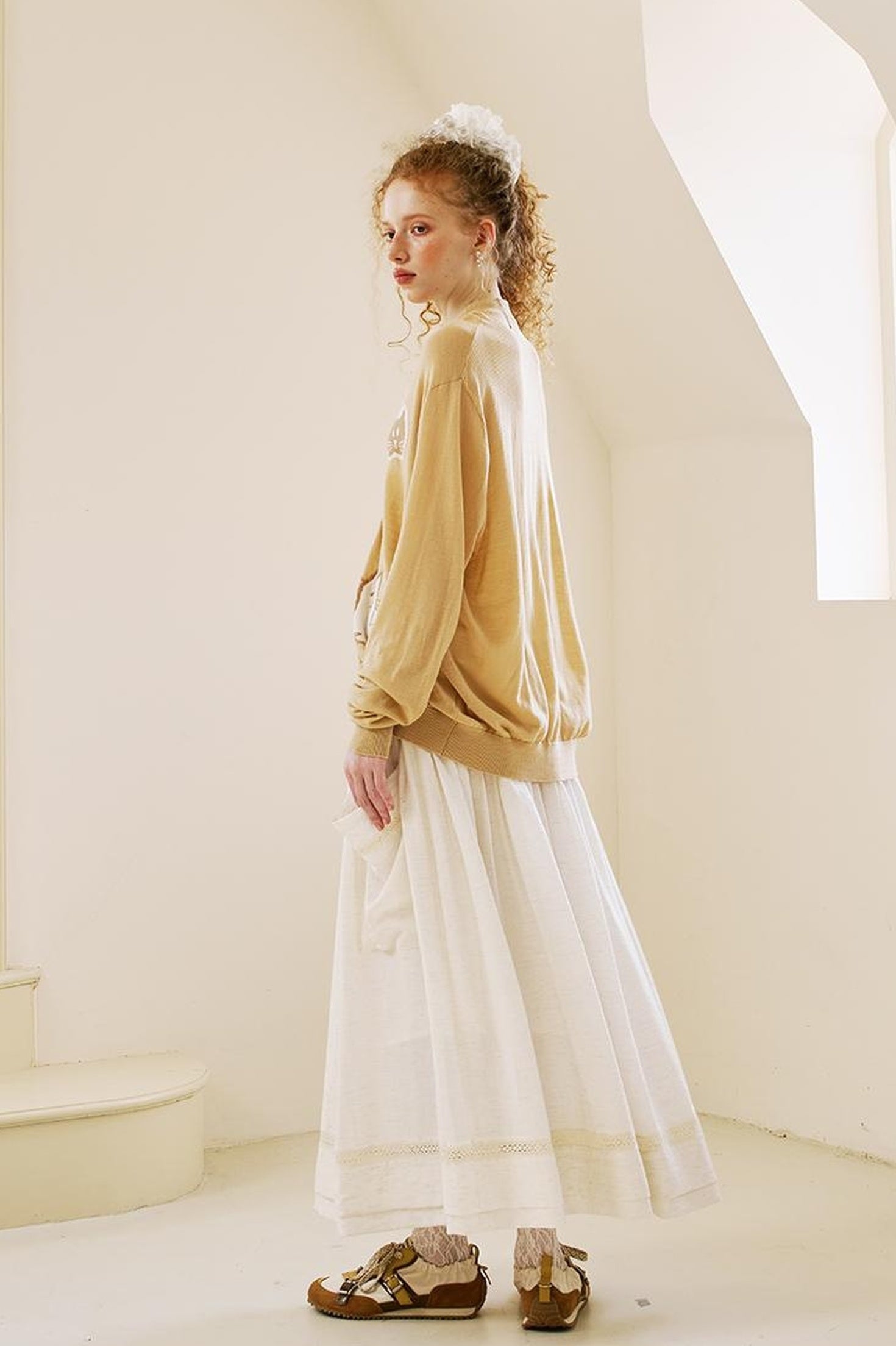 DIDDI MODA Apple Cat Print Lightweight Knit Cardigan