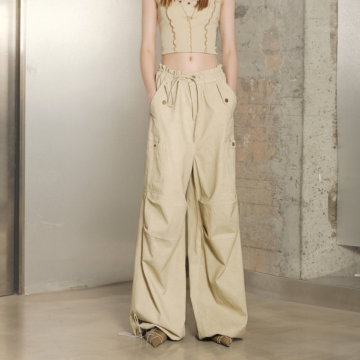 UpdateNN NORTH NODE Utility Parachute Cargo Pants With Hooded Top