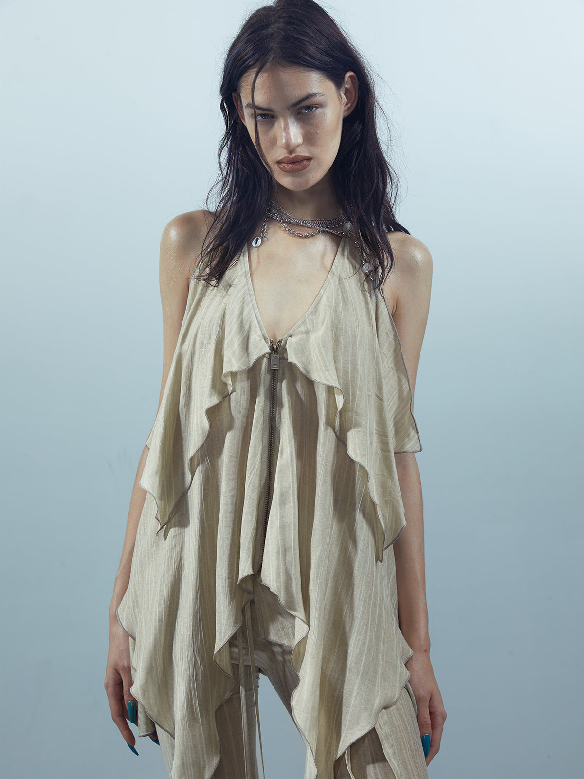 NN NORTH NODE Piscean Loom Ethereal Threads Smocked Backless Camisole