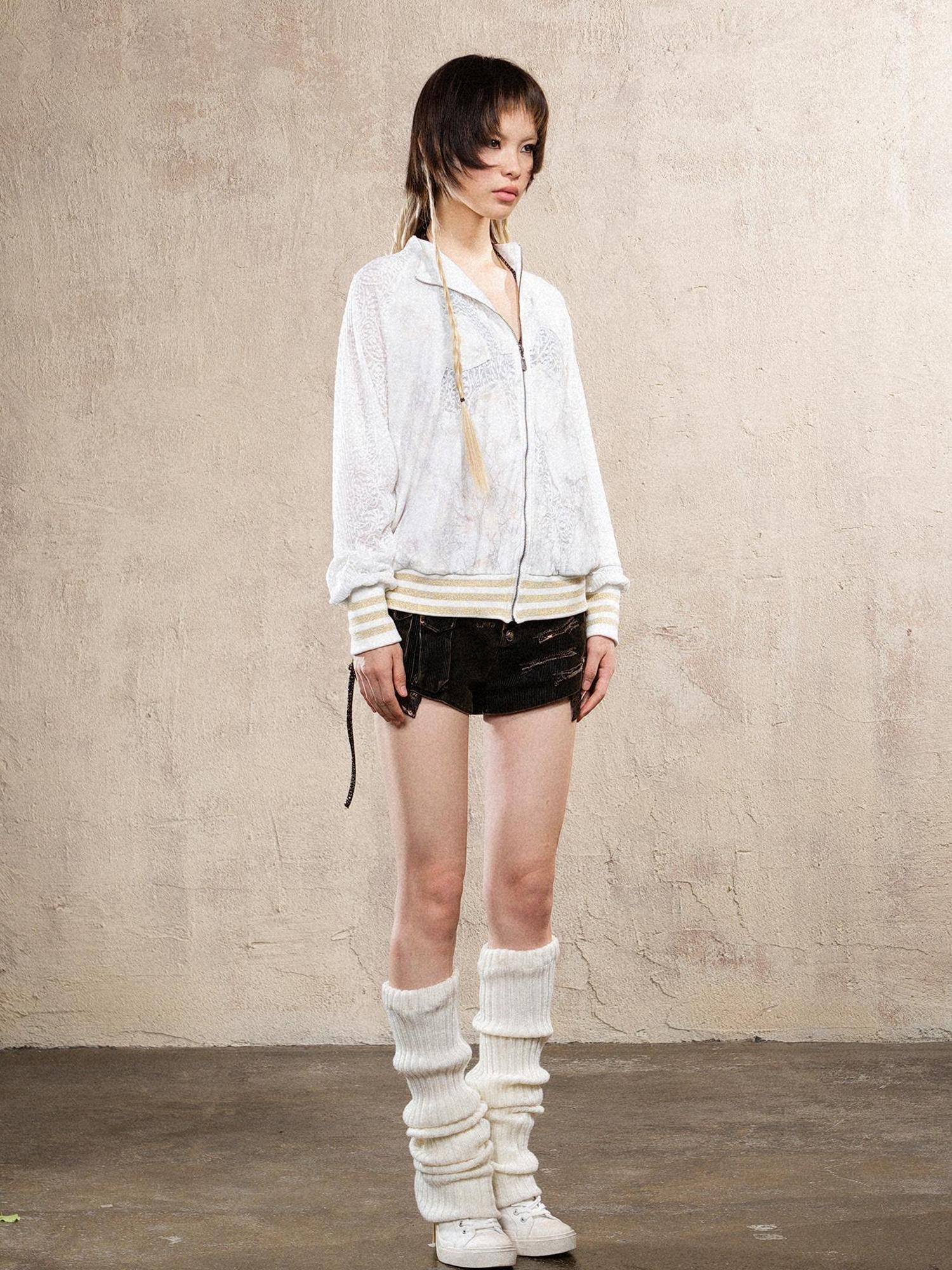 ARIADNAw Ariadna Cross Knit Sleeve Punk Streetwear