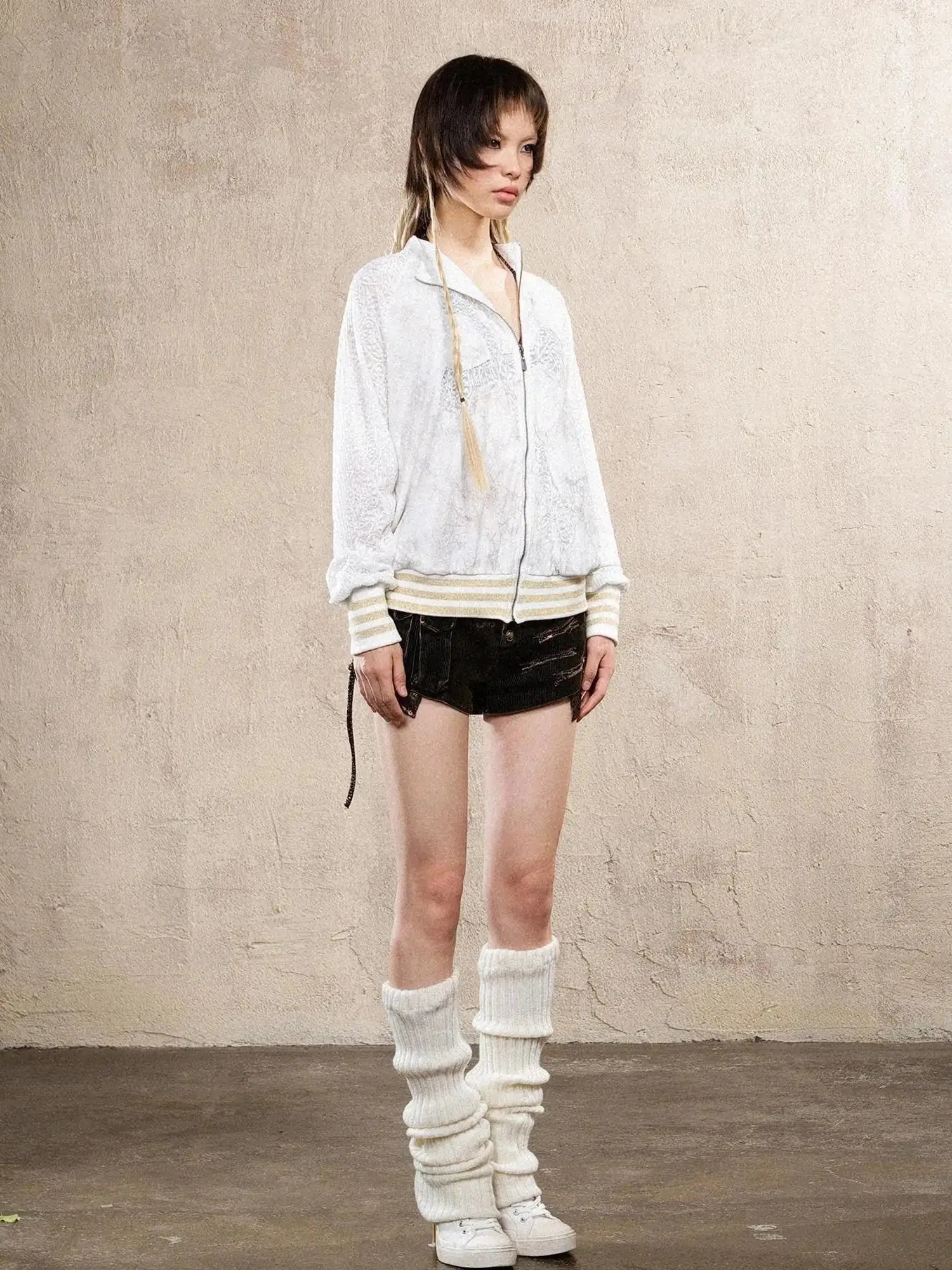 Ariadna Cross Knit Sleeve Punk Streetwear