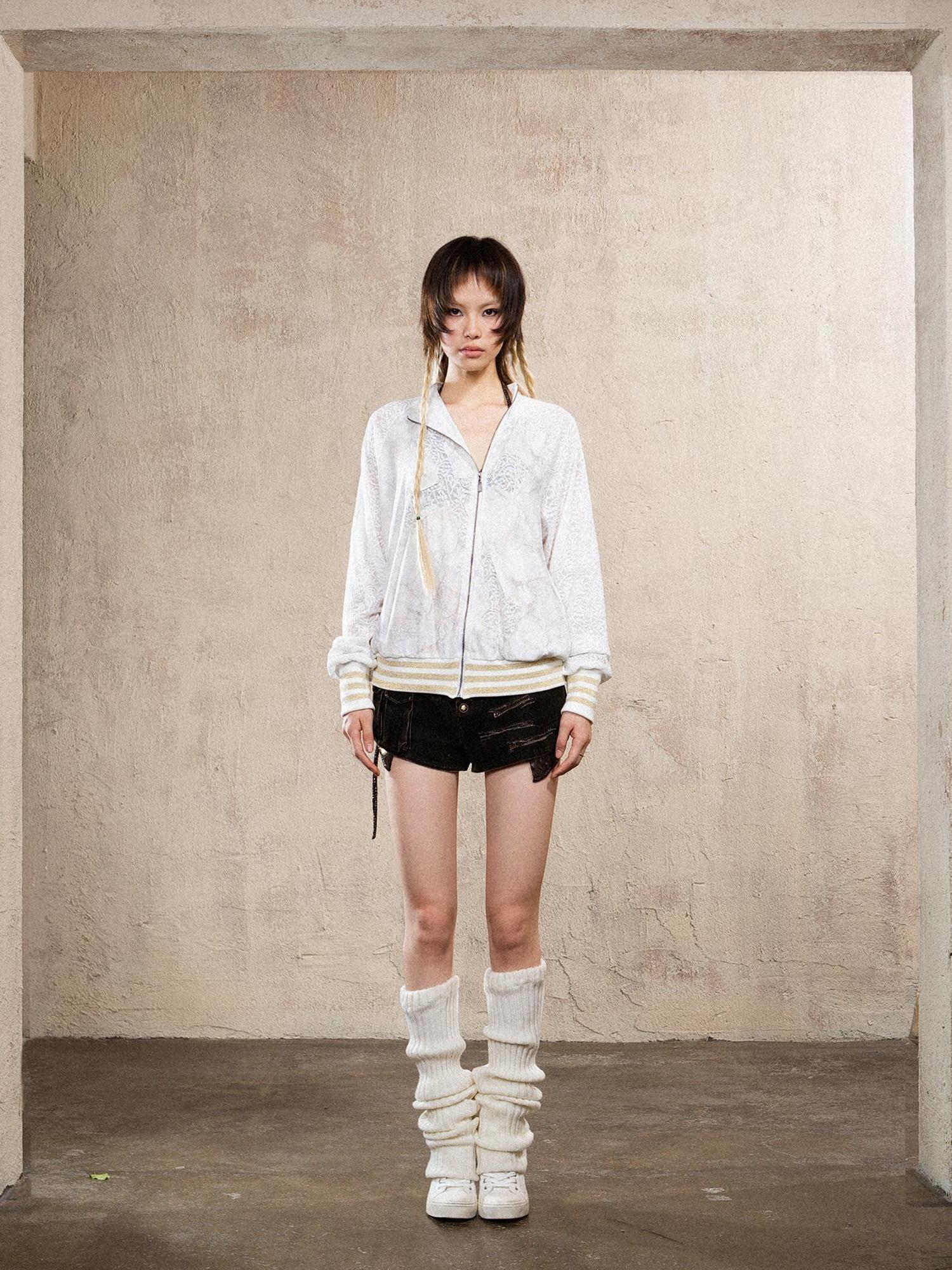 ARIADNAw Ariadna Cross Knit Sleeve Punk Streetwear