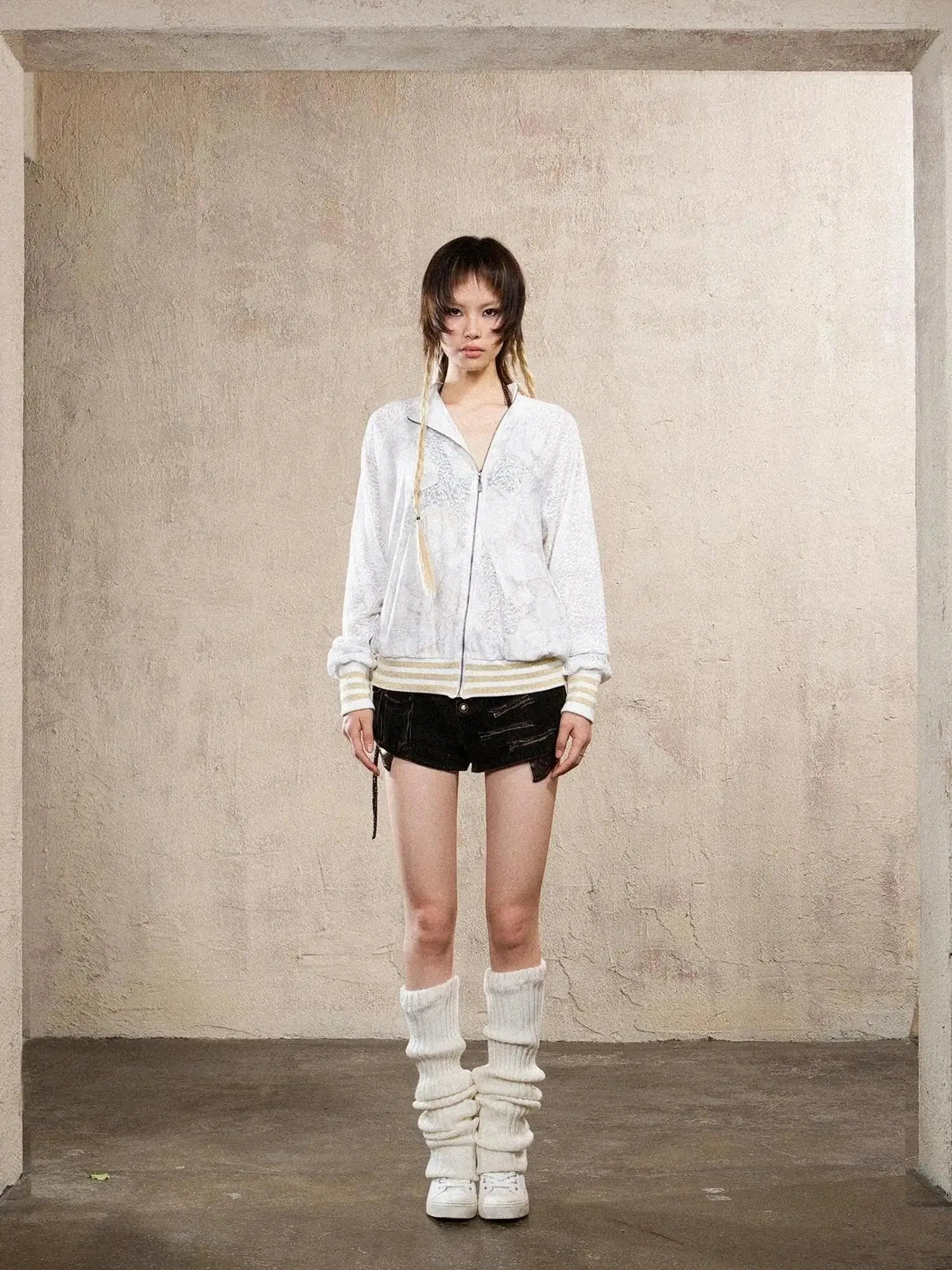 Ariadna Cross Knit Sleeve Punk Streetwear