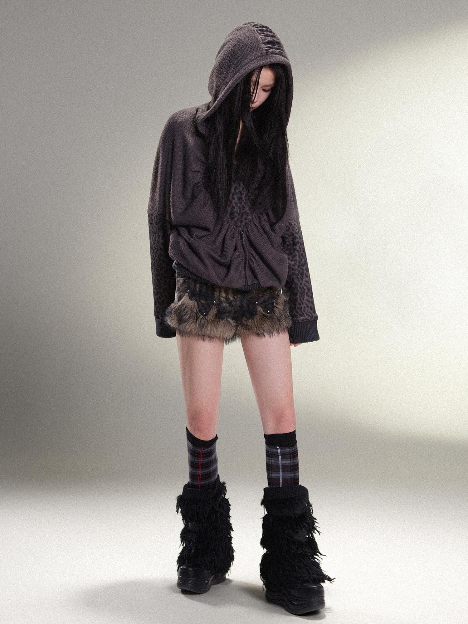 ARIADNAw Ariadna Eco Fur Stitched Leg Warmers For Punk Winter Women