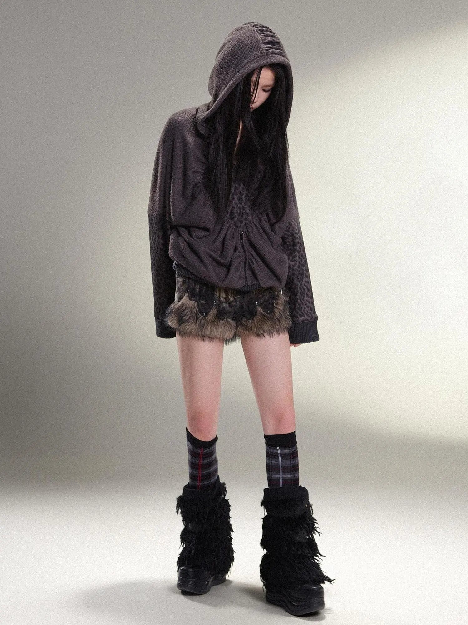 Ariadna Eco Fur Stitched Leg Warmers For Punk Winter Women