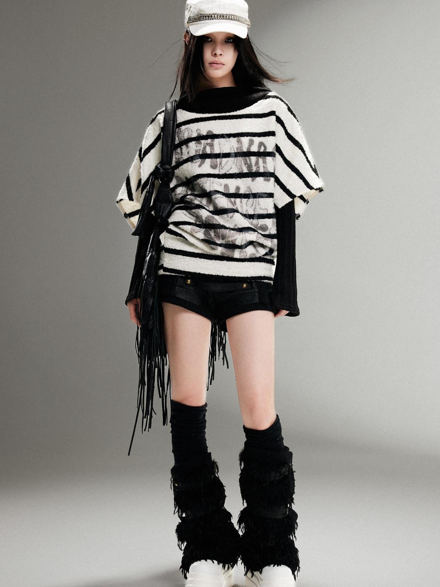 ARIADNAw Ariadna Eco Fur Stitched Leg Warmers For Punk Winter Women