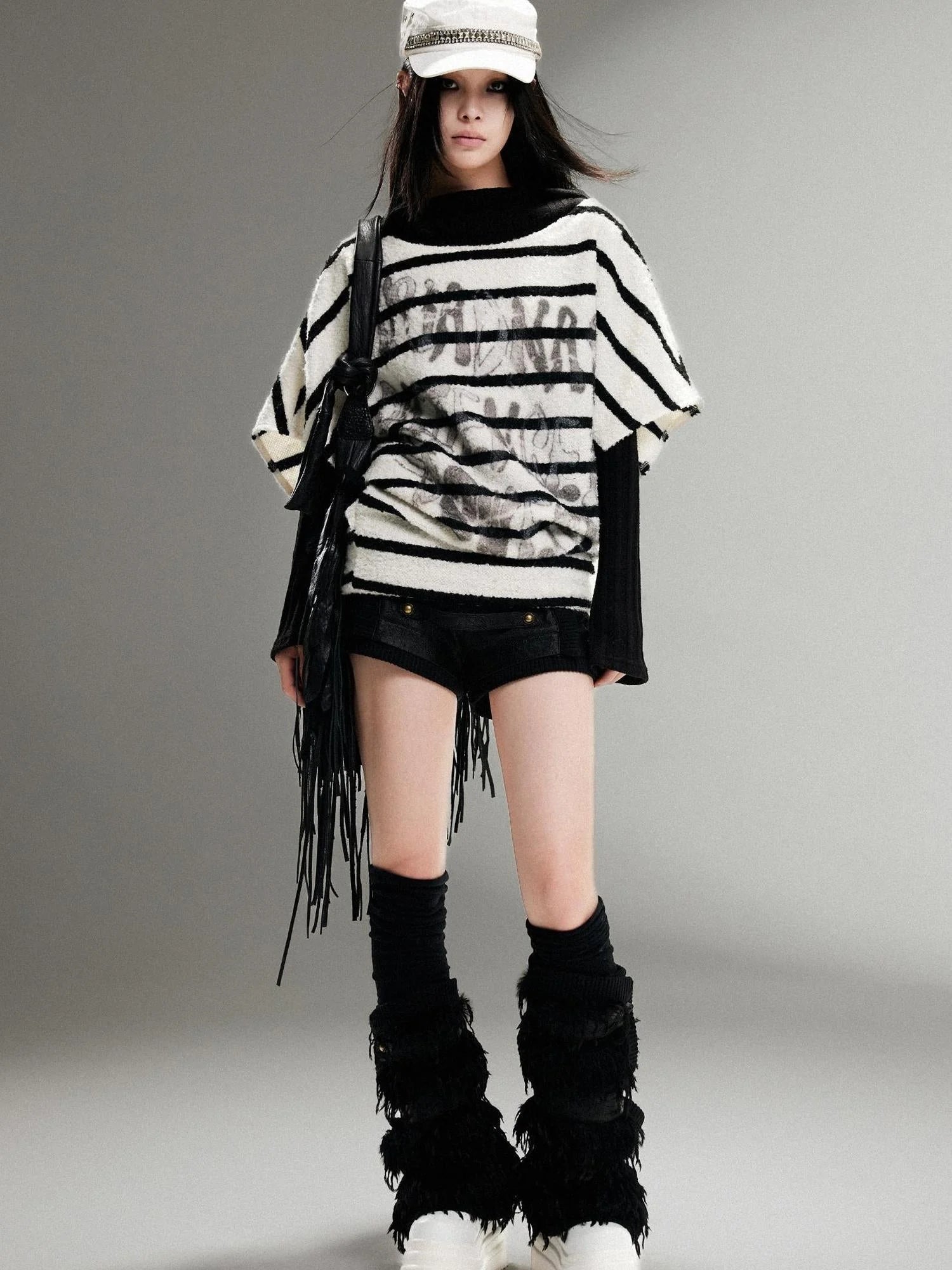 Ariadna Eco Fur Stitched Leg Warmers For Punk Winter Women