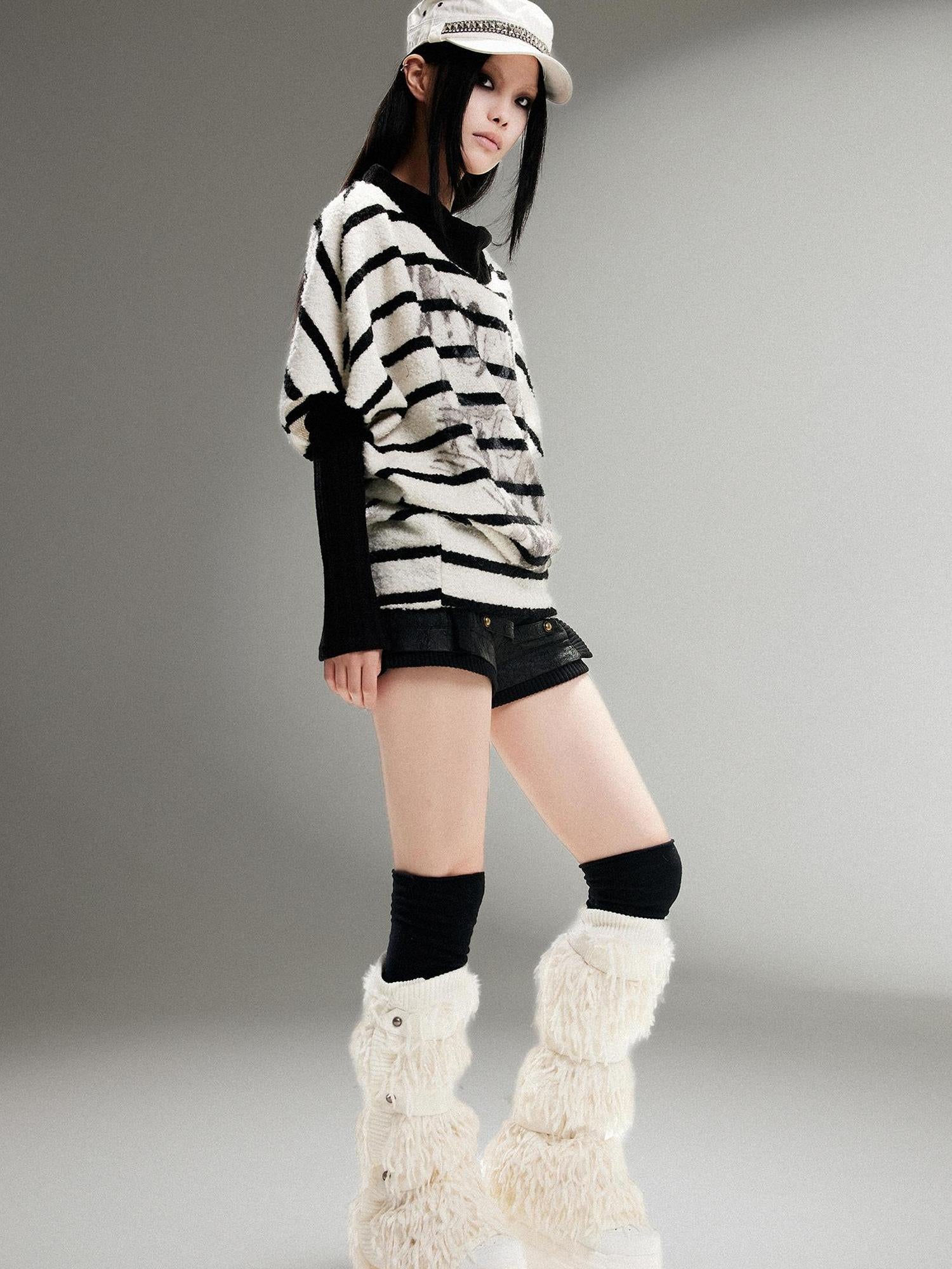 ARIADNAw Ariadna Eco Fur Stitched Leg Warmers For Punk Winter Women