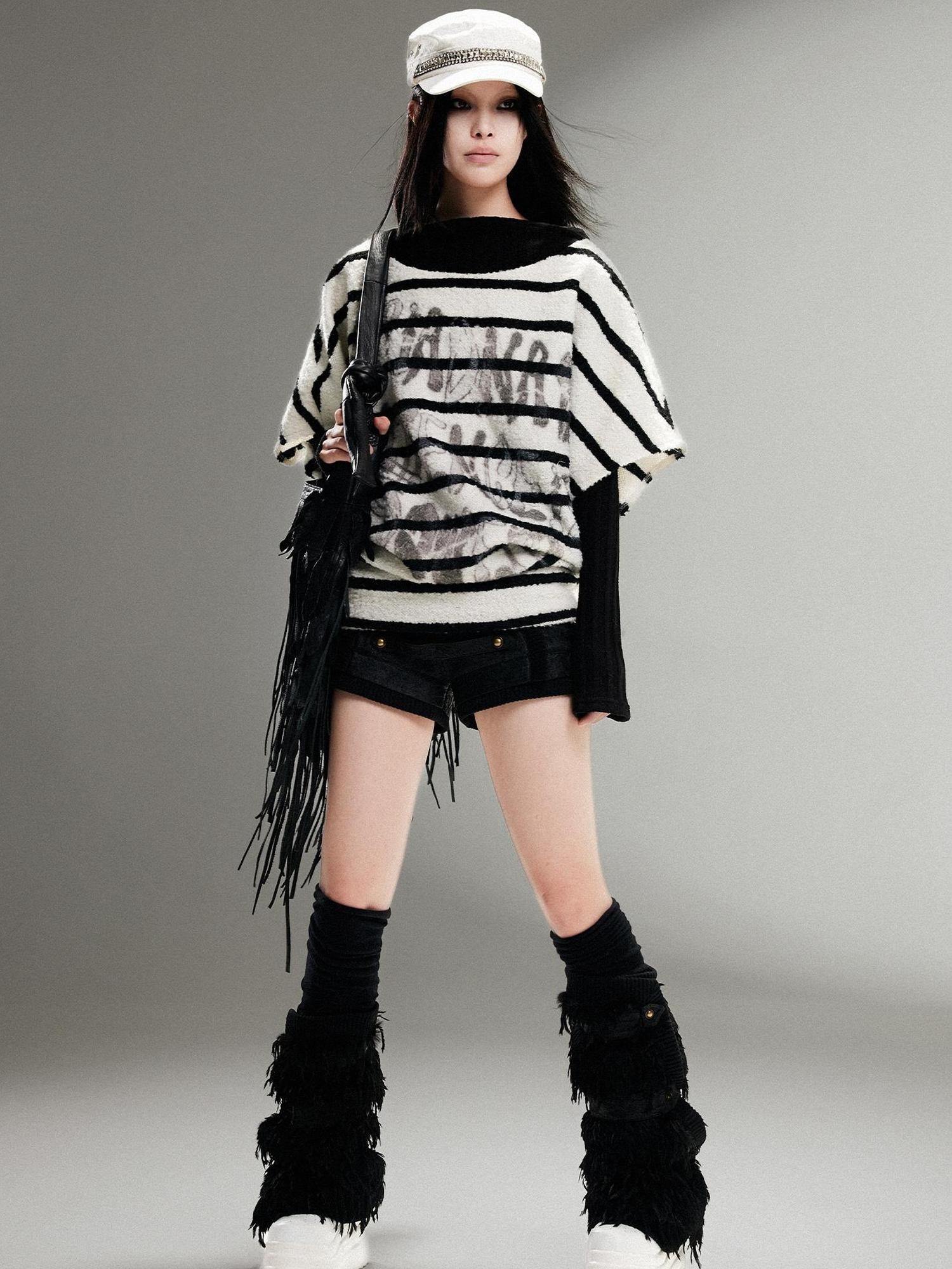 ARIADNAw Ariadna Eco Fur Stitched Leg Warmers For Punk Winter Women