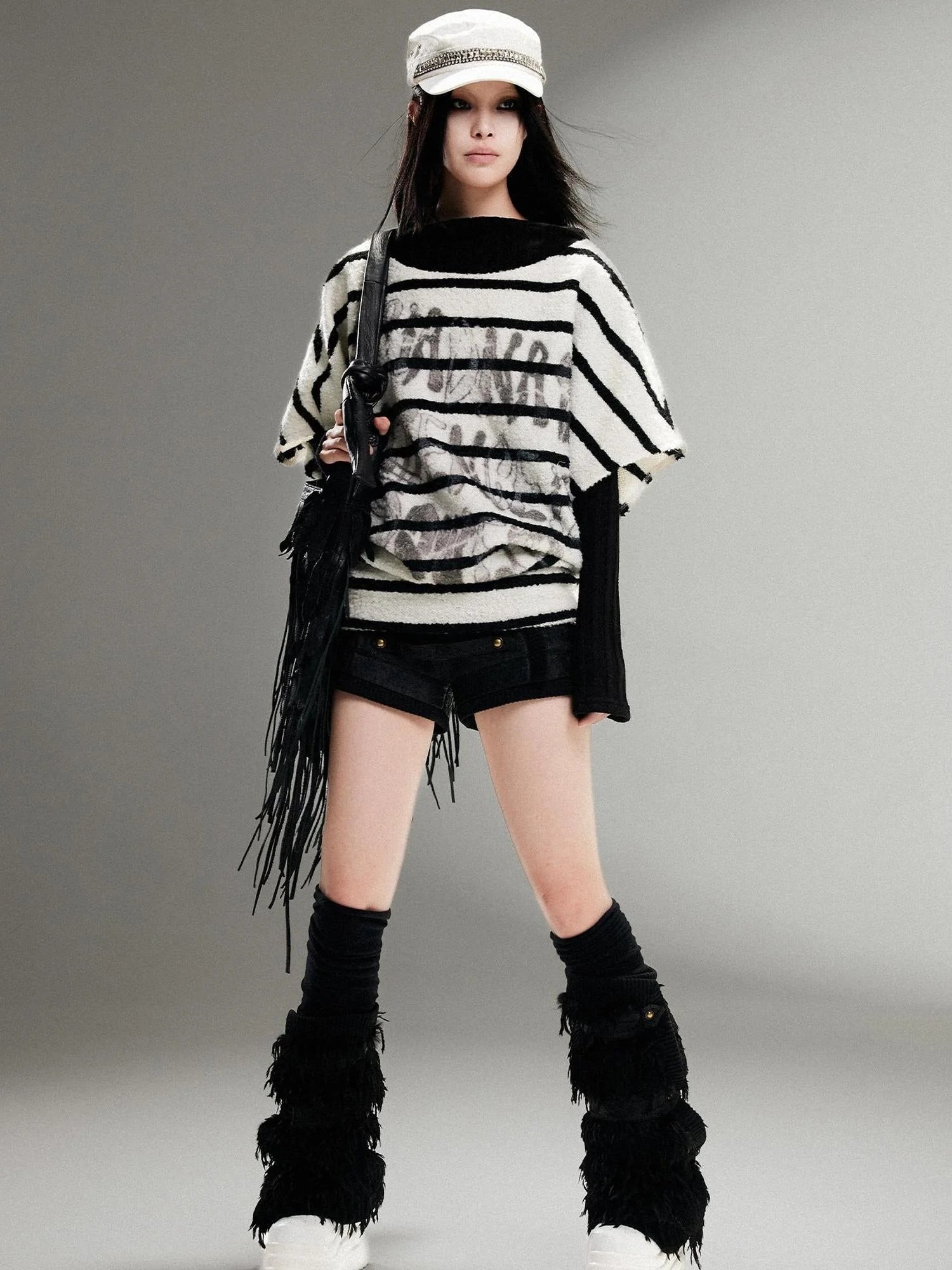 Ariadna Eco Fur Stitched Leg Warmers For Punk Winter Women