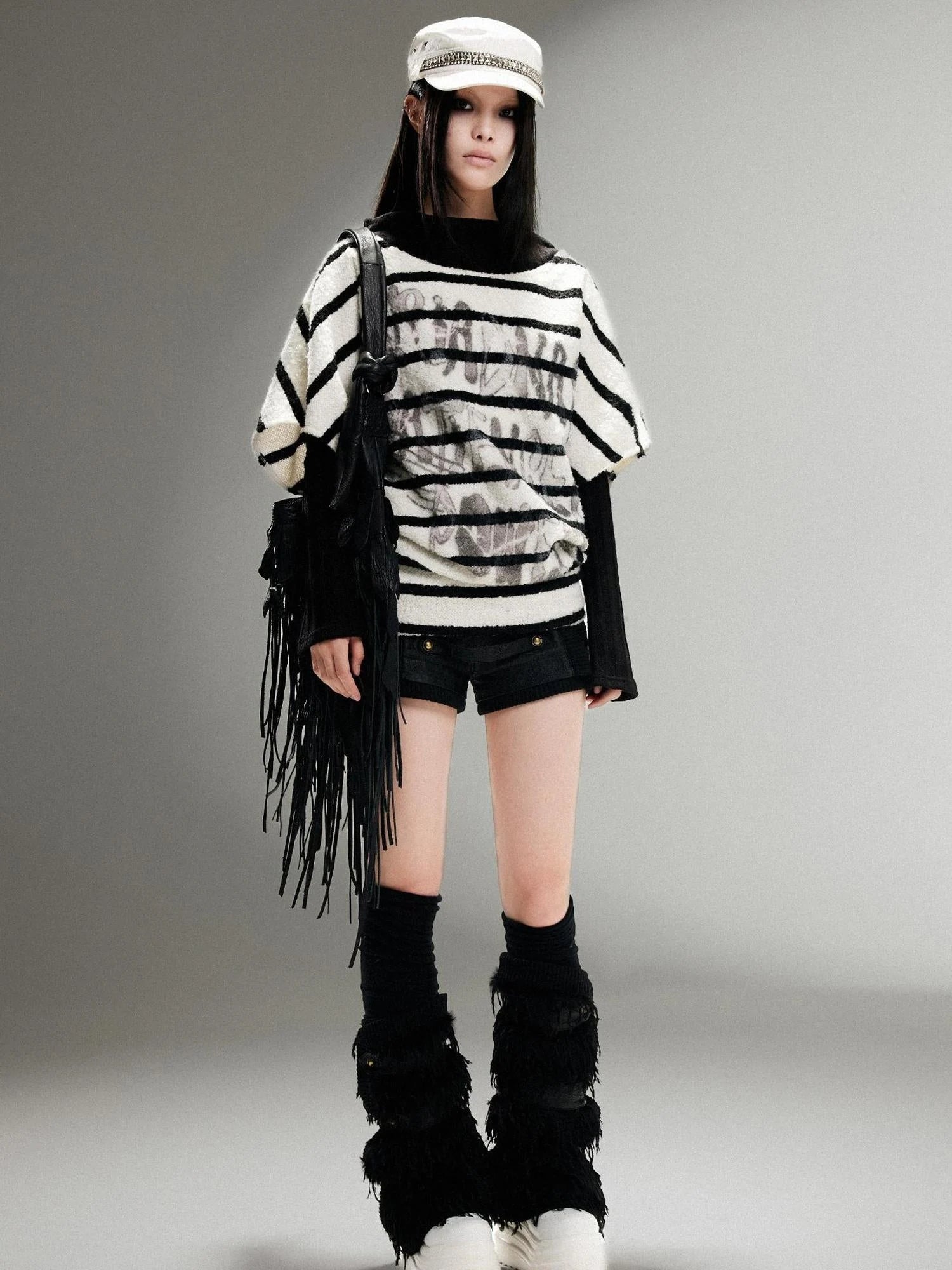 Ariadna Eco Fur Stitched Leg Warmers For Punk Winter Women