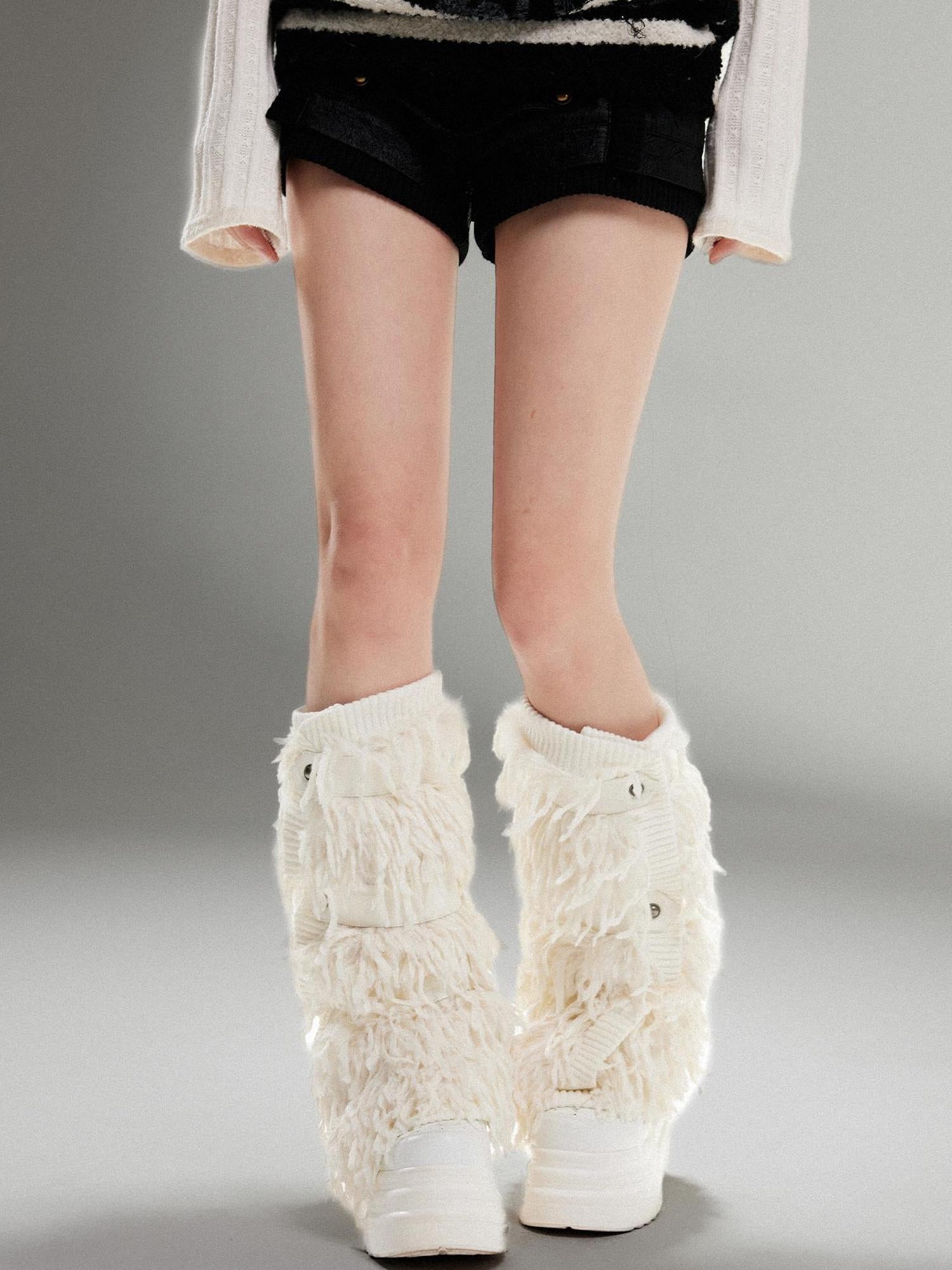 ARIADNAw Ariadna Eco Fur Stitched Leg Warmers For Punk Winter Women