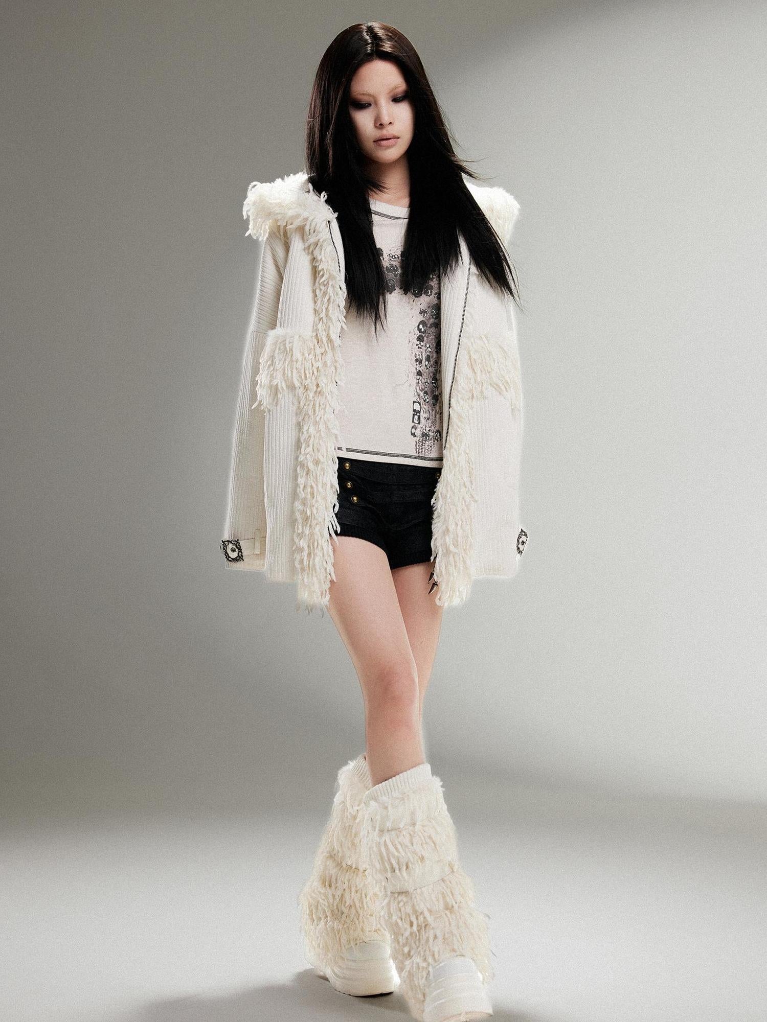 ARIADNAw Ariadna Eco Fur Stitched Leg Warmers For Punk Winter Women