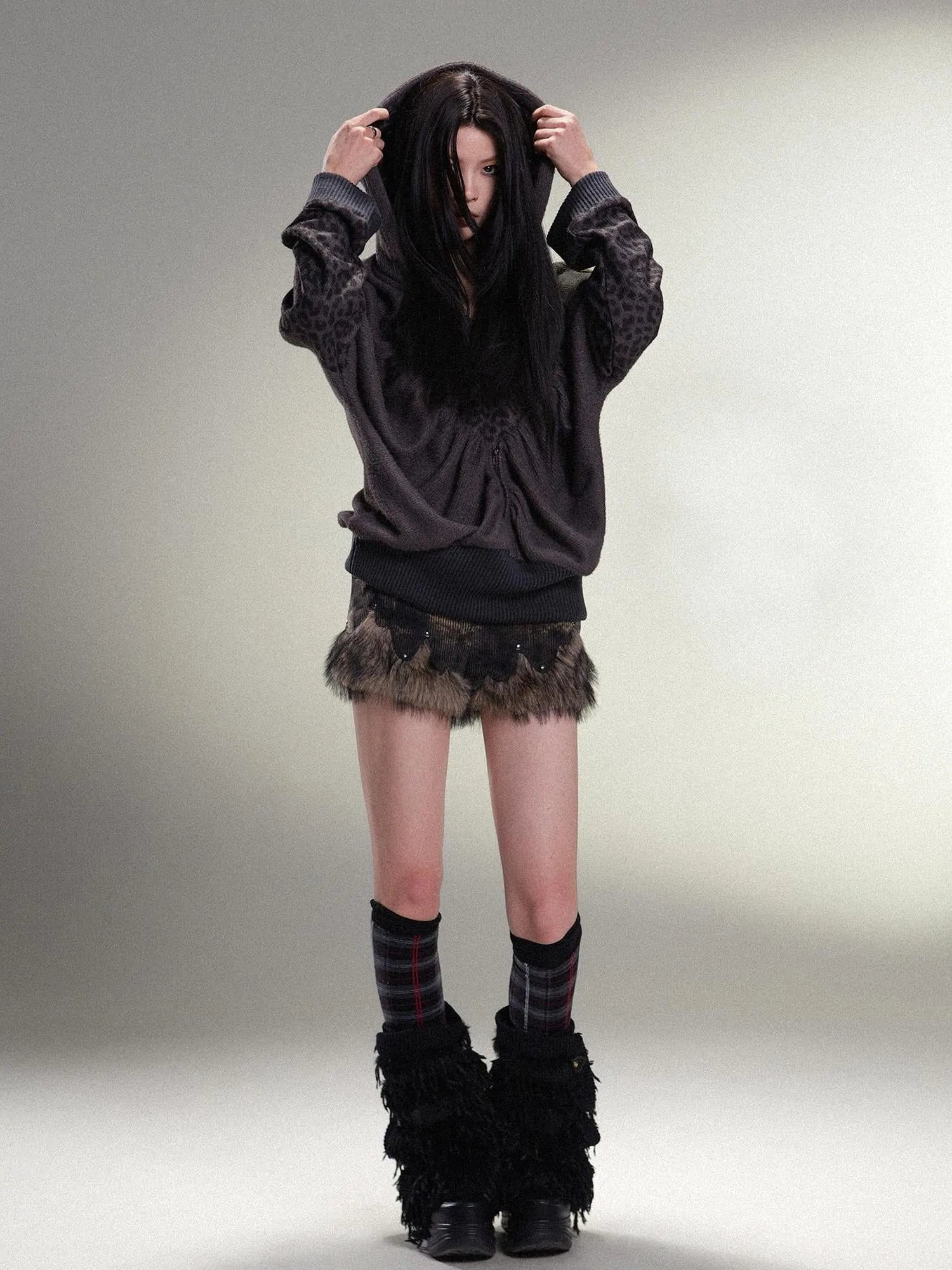Ariadna Eco Fur Stitched Leg Warmers For Punk Winter Women