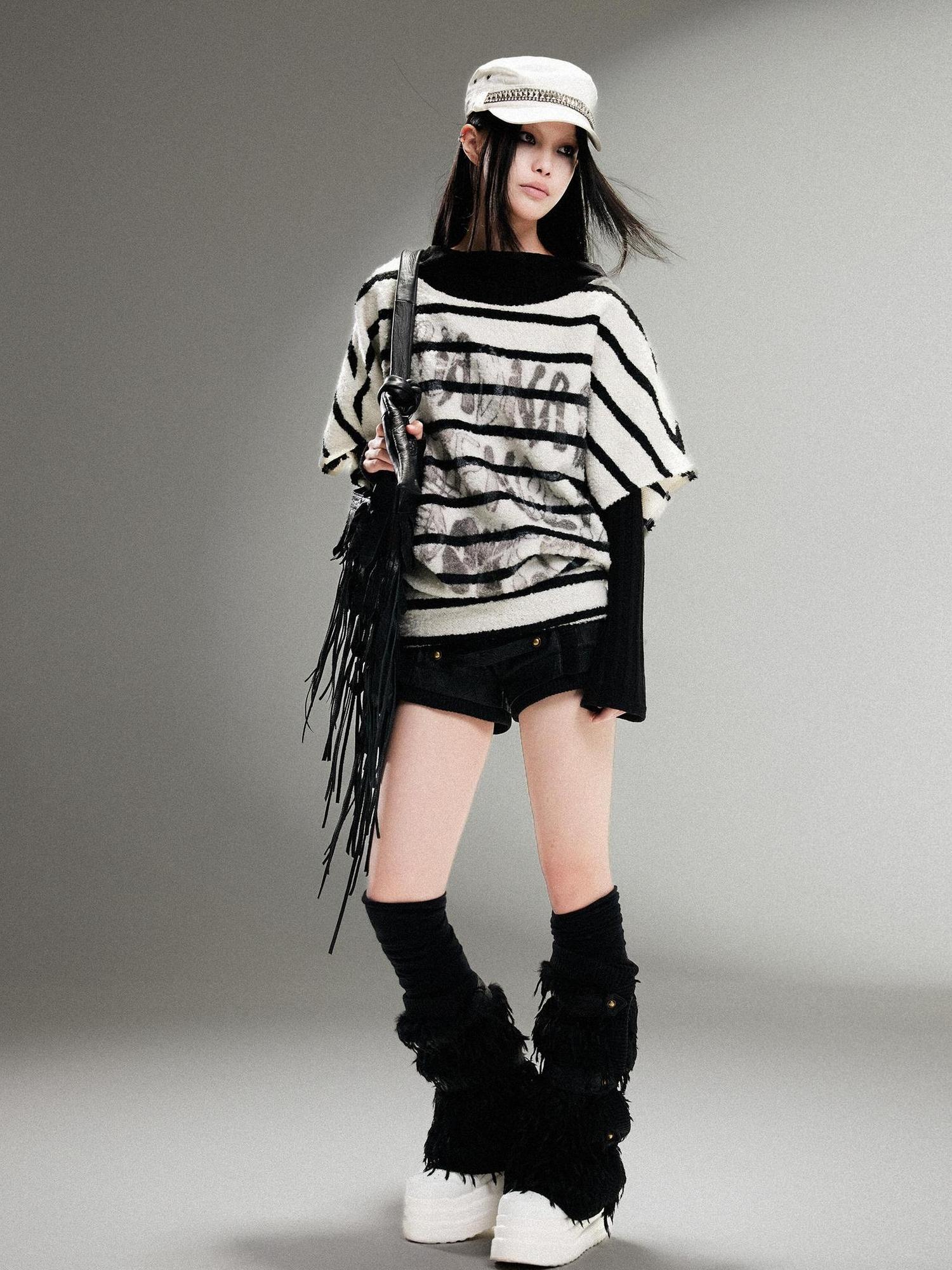 ARIADNAw Ariadna Eco Fur Stitched Leg Warmers For Punk Winter Women