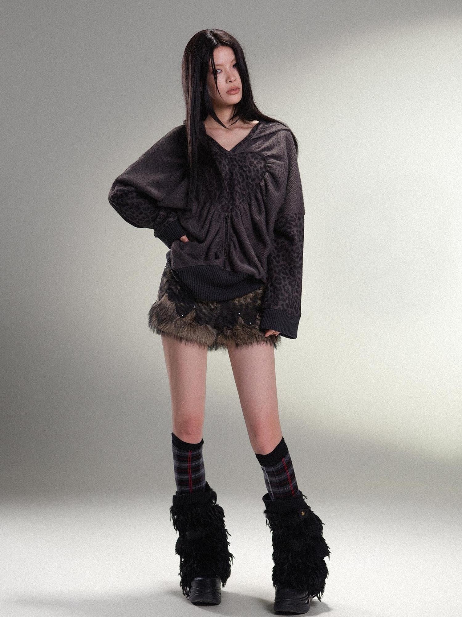ARIADNAw Ariadna Eco Fur Stitched Leg Warmers For Punk Winter Women