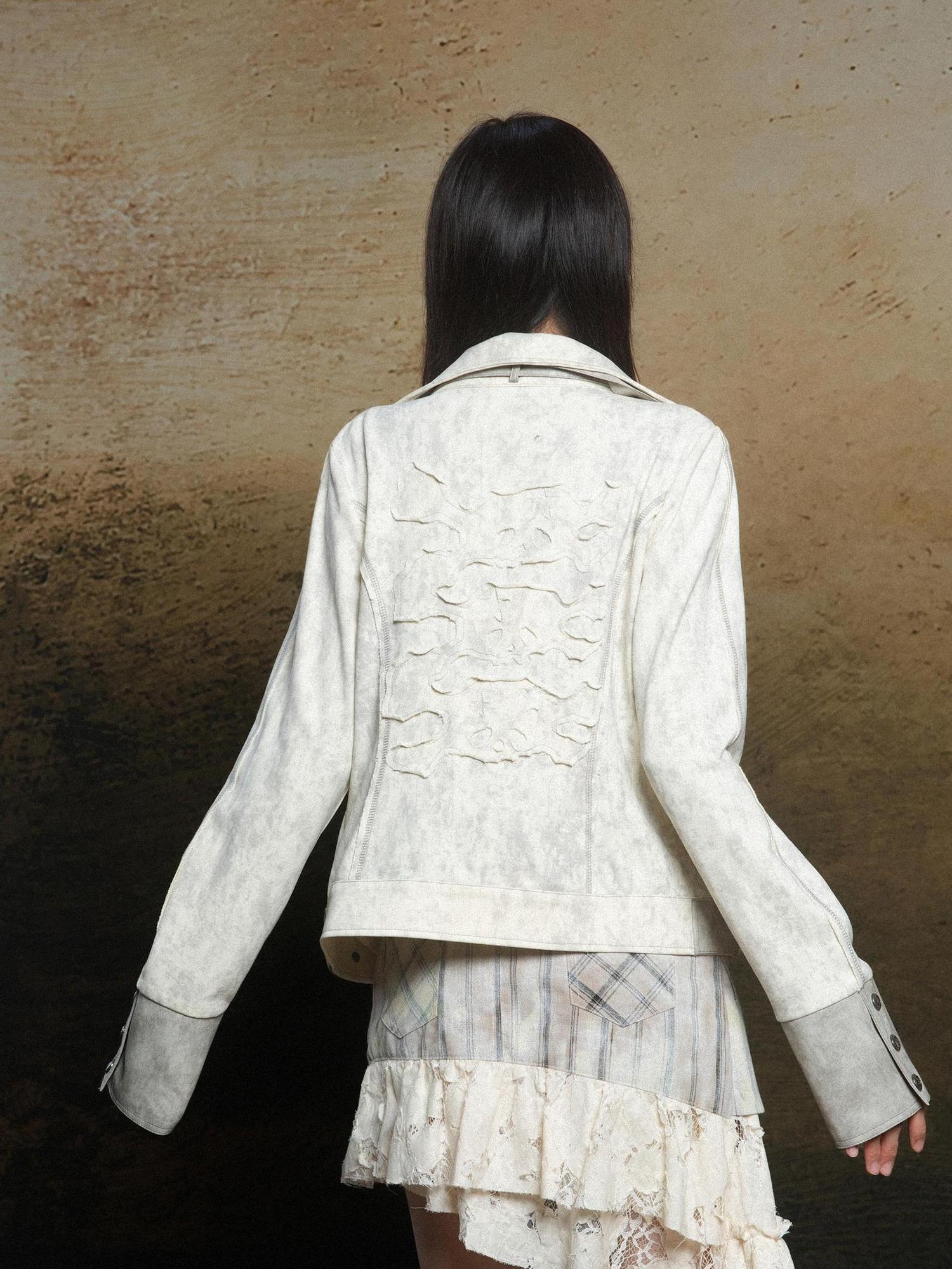 ARIADNAw Ariadna Patchwork Punk High Neck Sporty Industrial Jacket