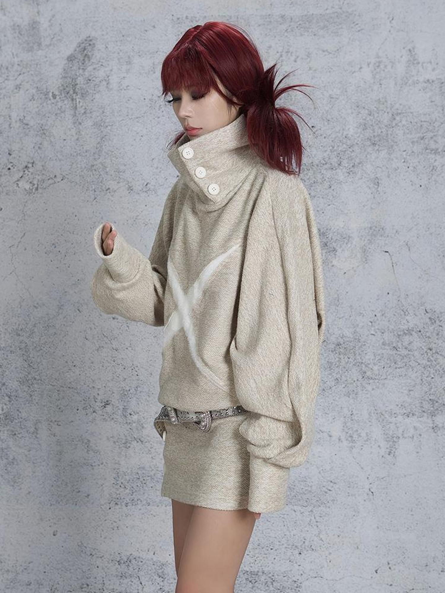 ARIADNAw Ariadna Punk Knit High Collar Loose Fit Thick Soft Vintage Femme