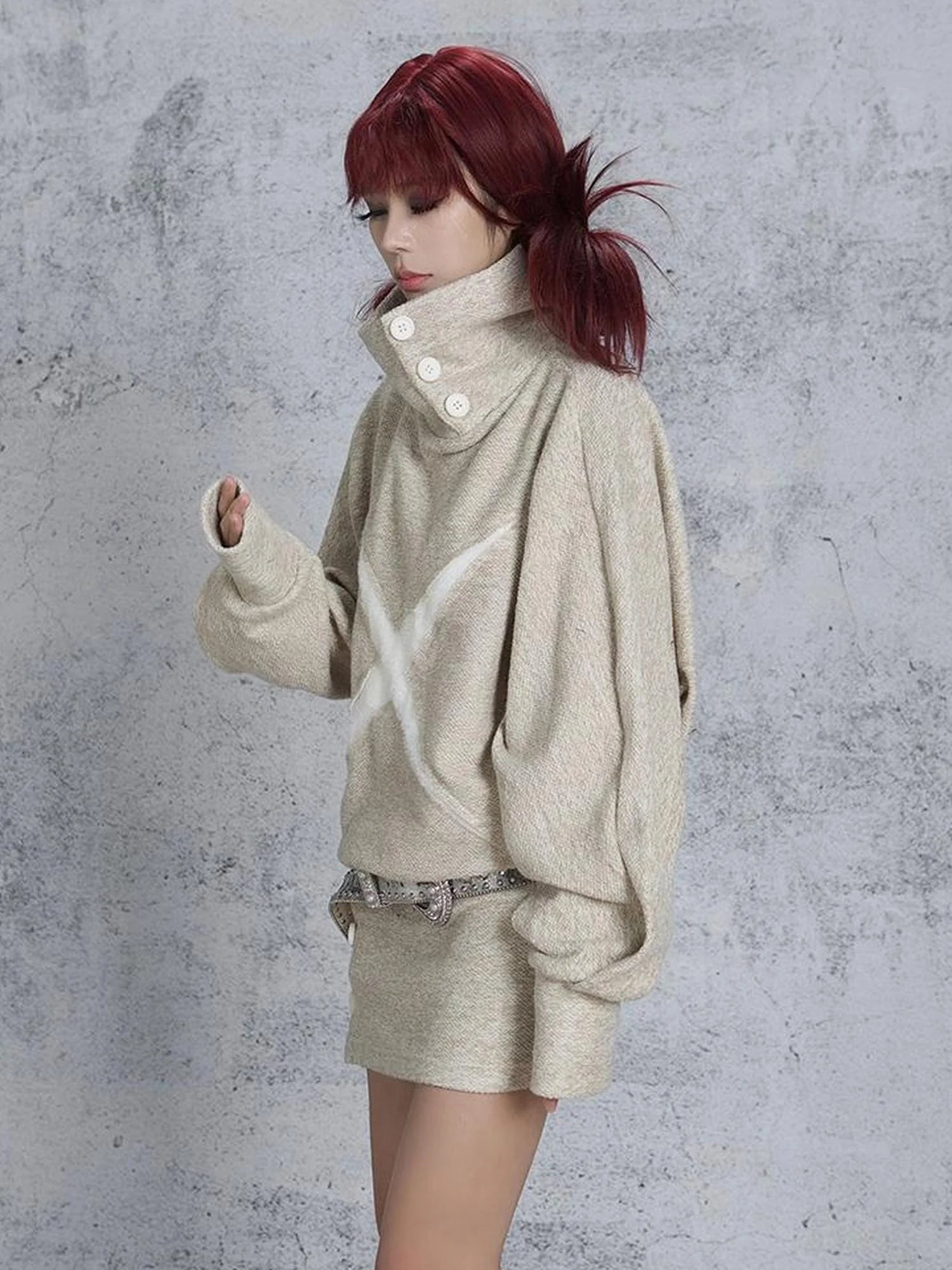 Ariadna Punk Knit High Collar Loose Fit Thick Soft Vintage Femme