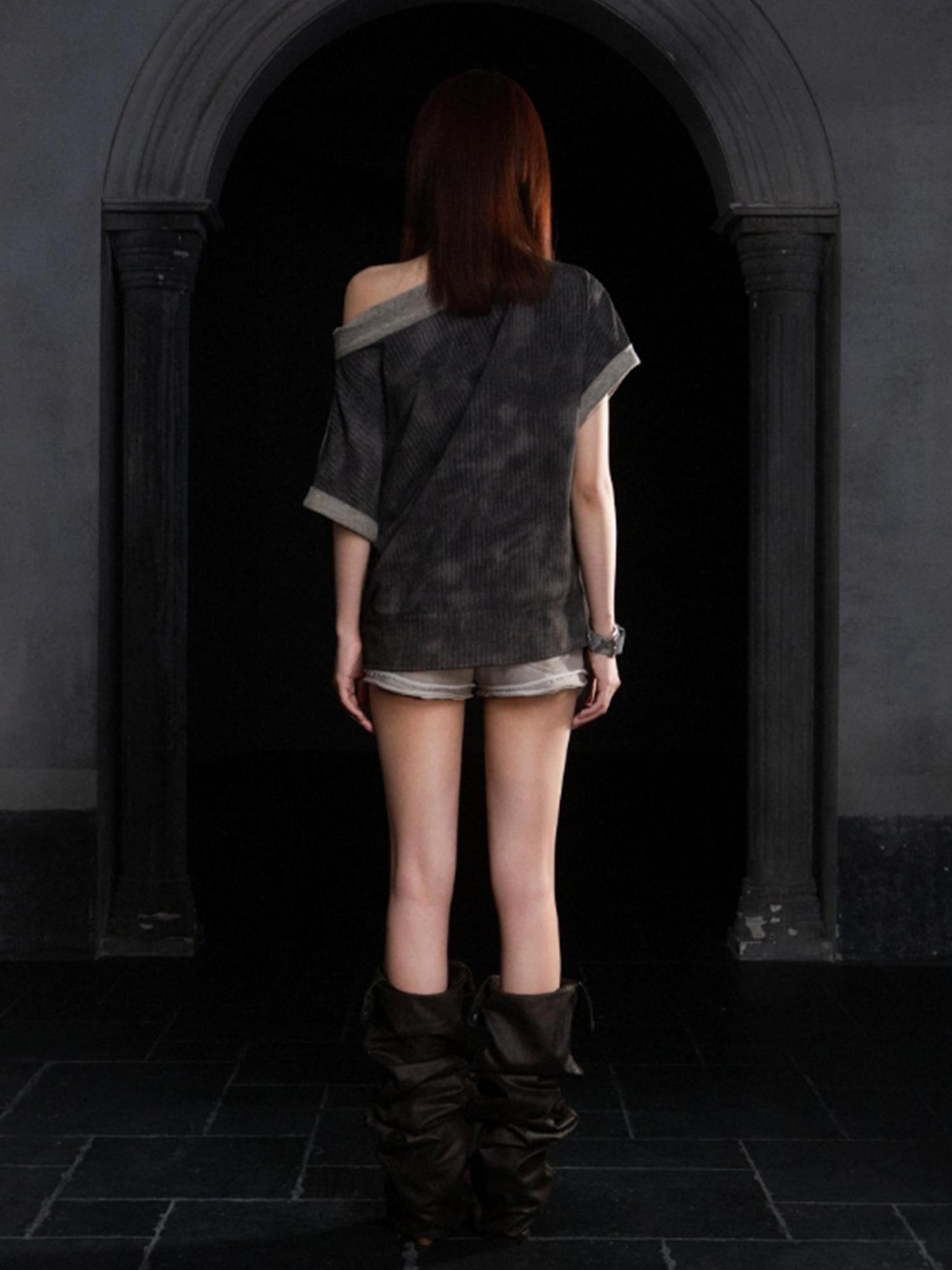 ARIADNAw Ariadna Punk Print Loose Knit Denim Tee