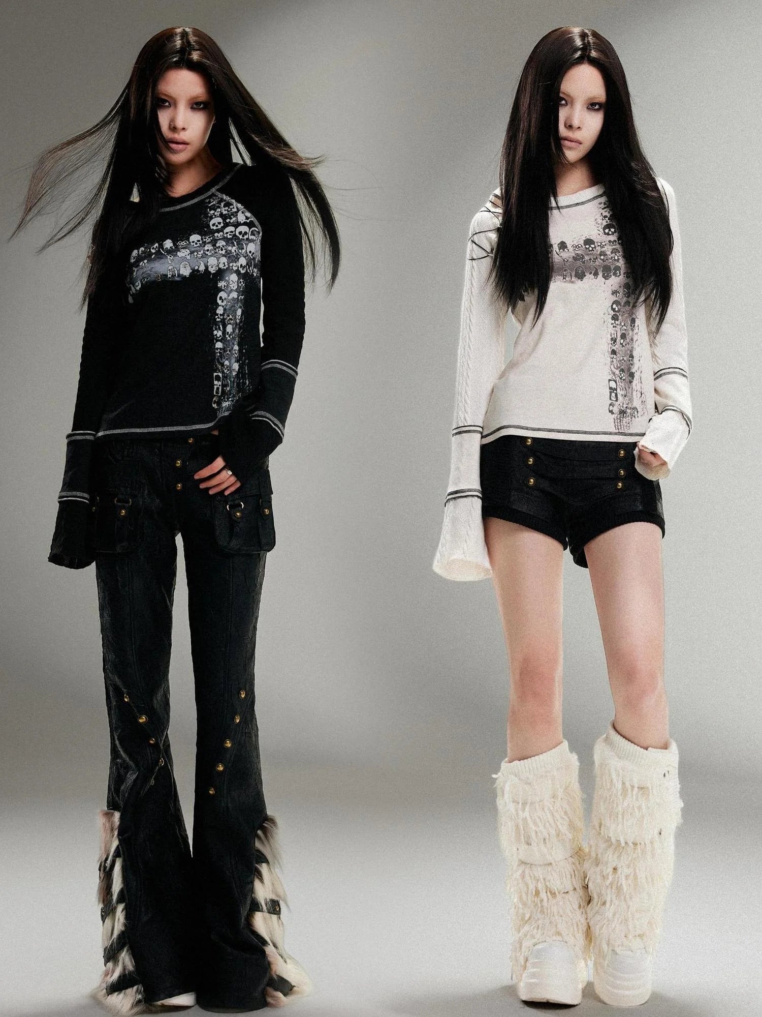 Ariadna Punk Rock Print Elastic High Waist Women Pants
