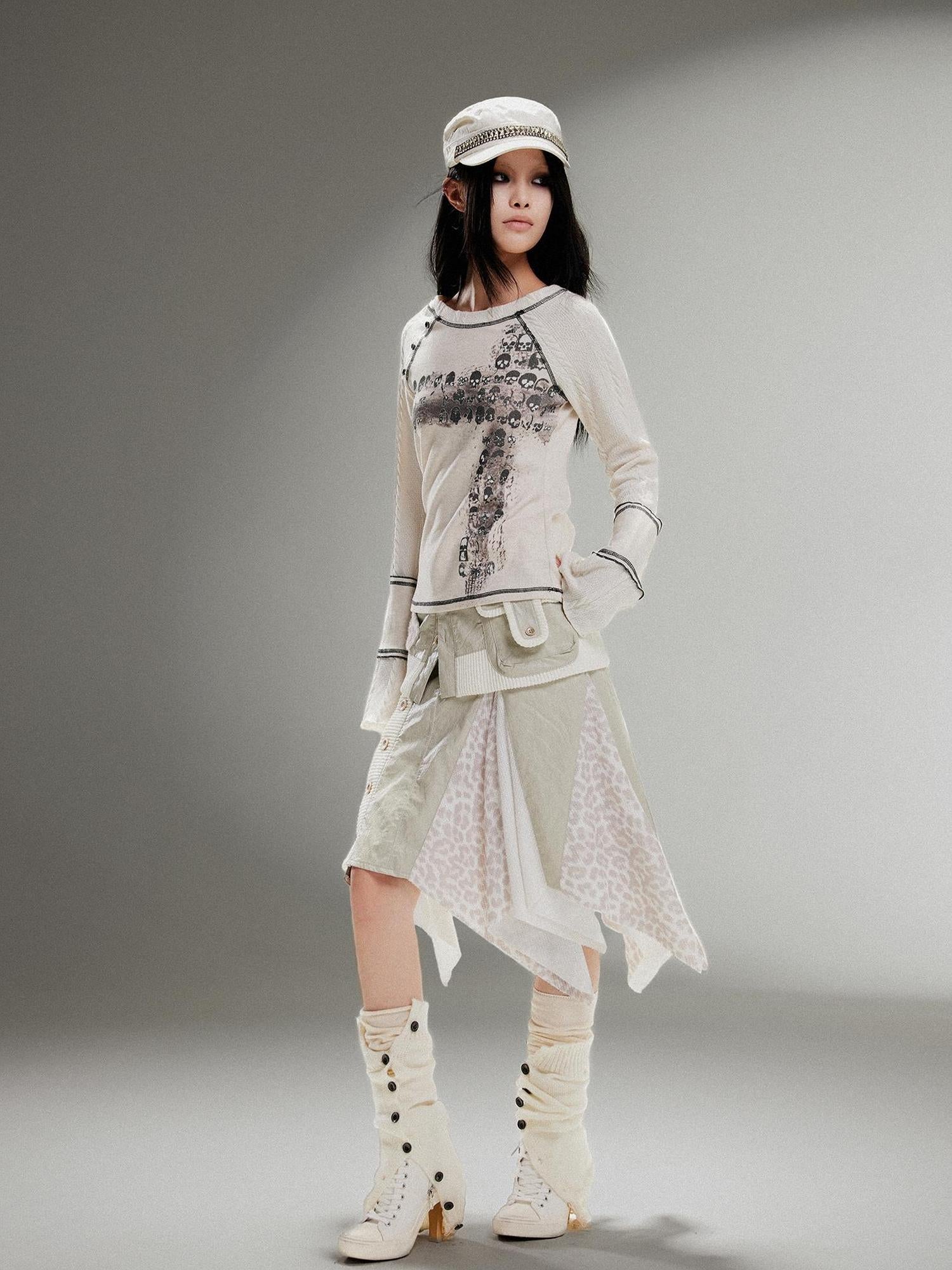 ARIADNAw Ariadna Punk Rock Print Elastic High Waist Women Pants