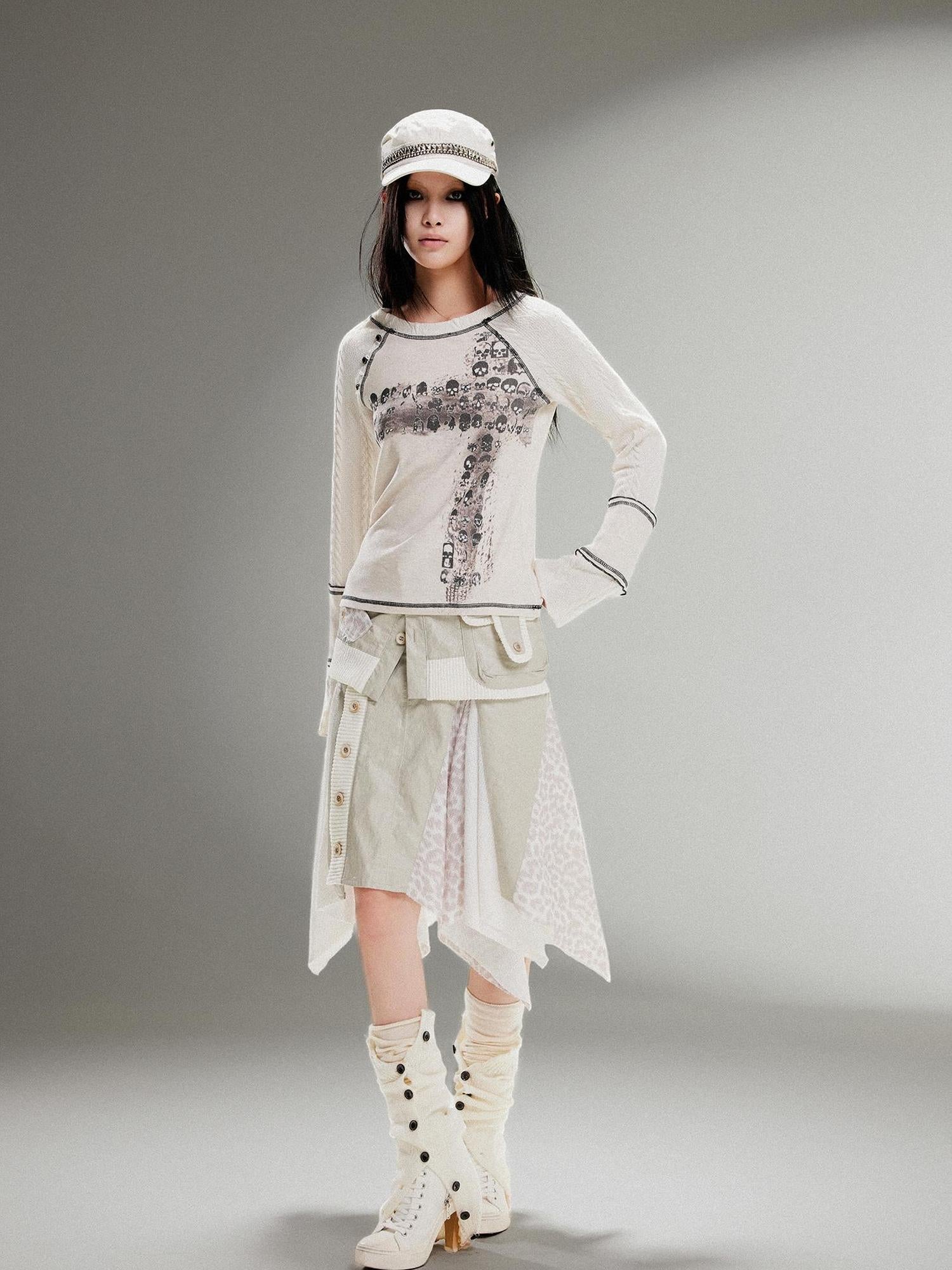 ARIADNAw Ariadna Punk Rock Print Elastic High Waist Women Pants