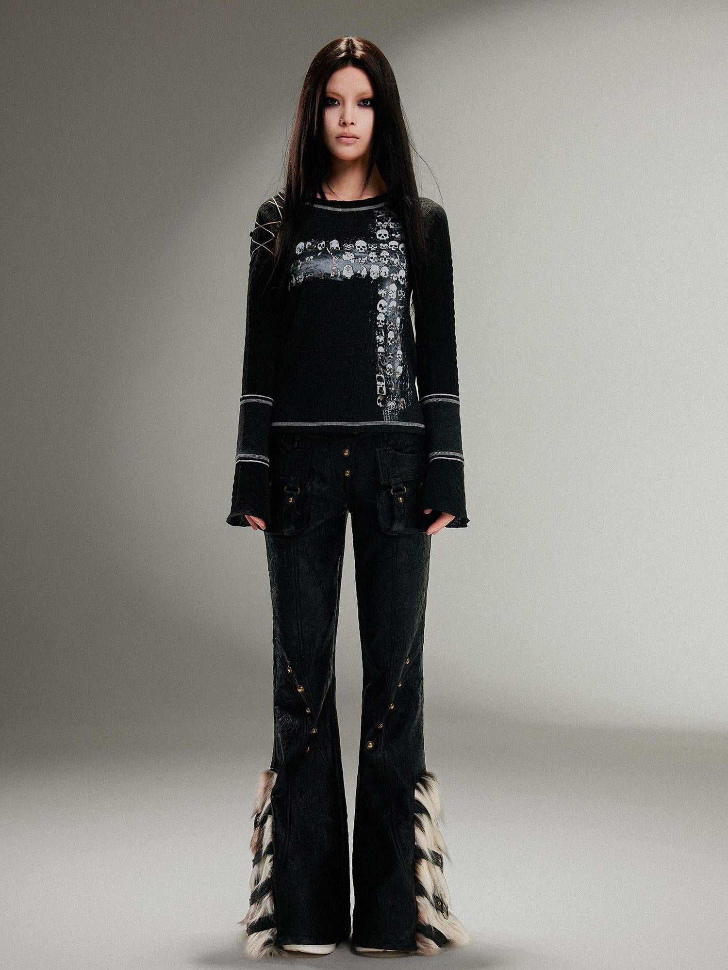 ARIADNAw Ariadna Punk Rock Print Elastic High Waist Women Pants
