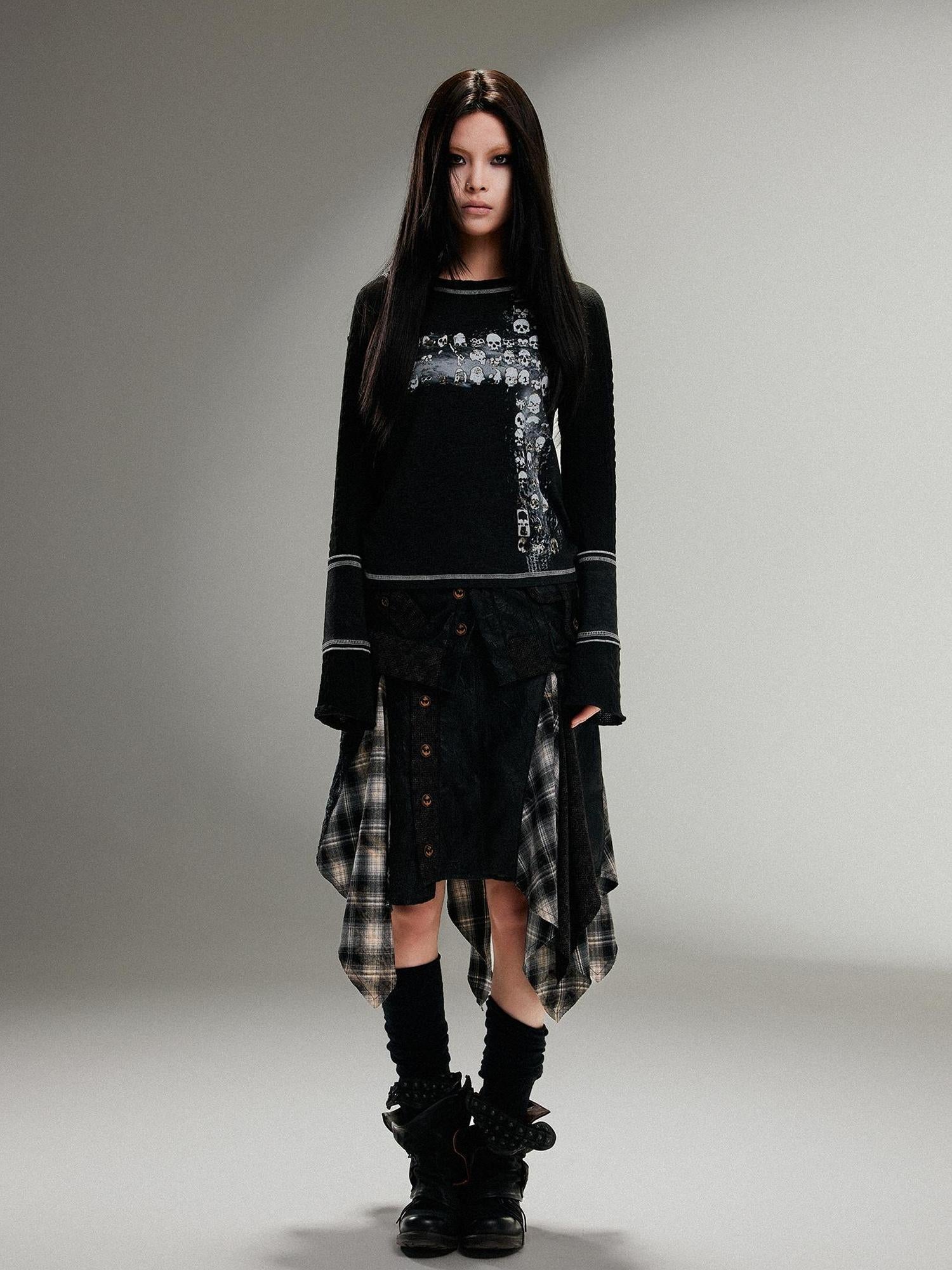ARIADNAw Ariadna Punk Rock Print Elastic High Waist Women Pants