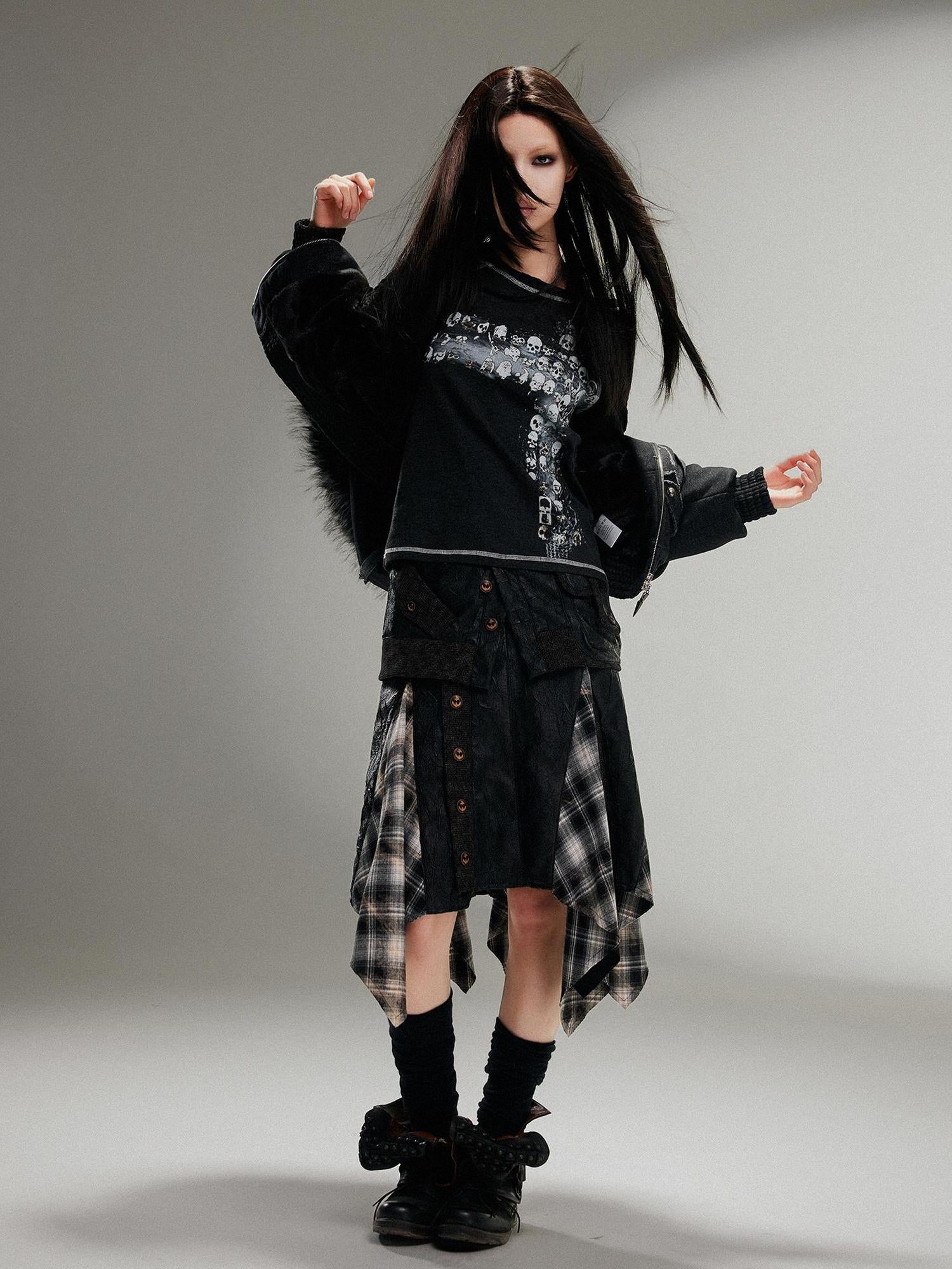 ARIADNAw Ariadna Punk Rock Print Elastic High Waist Women Pants
